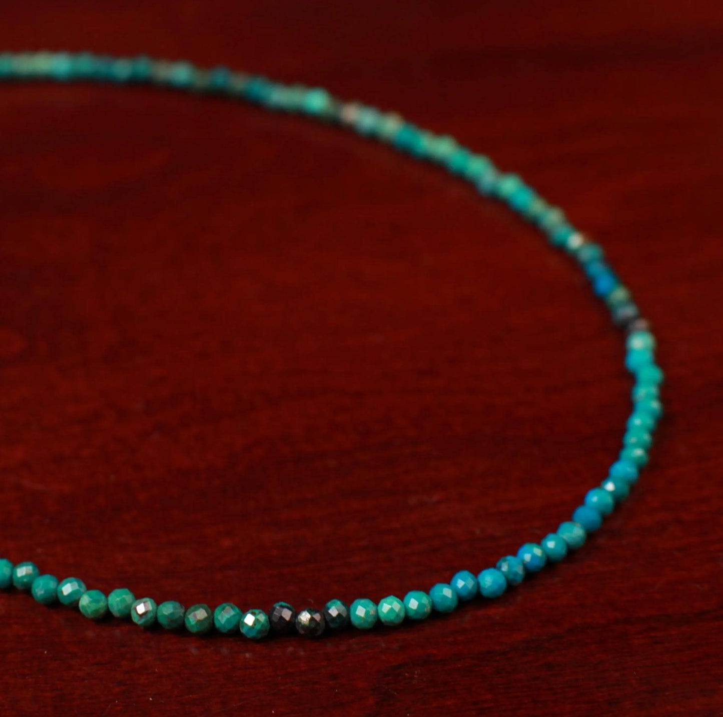 Natural Chrysocolla 2mm Faceted Round with 925 Sterling Silver, Choker Layering Elegant Necklace, Gift