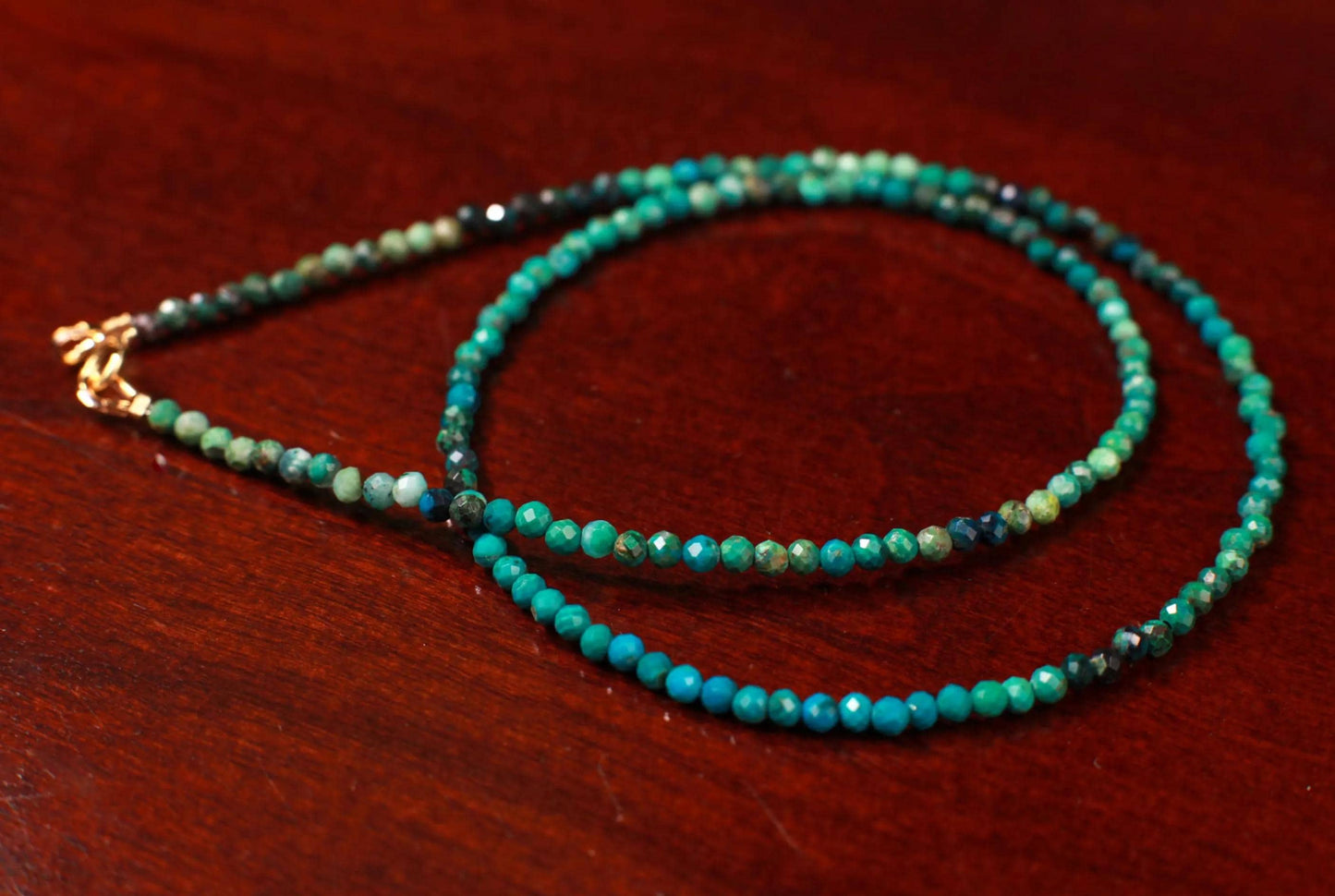 Natural Chrysocolla 2mm Faceted Round with 925 Sterling Silver, Choker Layering Elegant Necklace, Gift