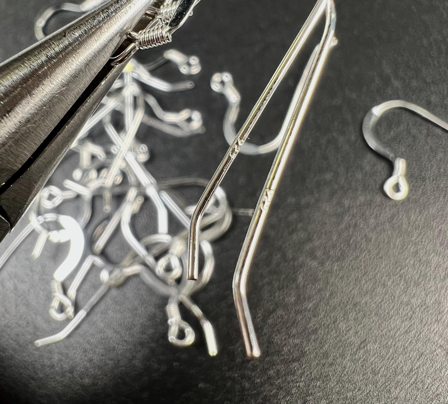 925 sterling silver French hook Earwire with coil 25mm long 22 gauge, 10,20,50 pcs wholesale, jewelry making fish hook Earwire 925 stamped
