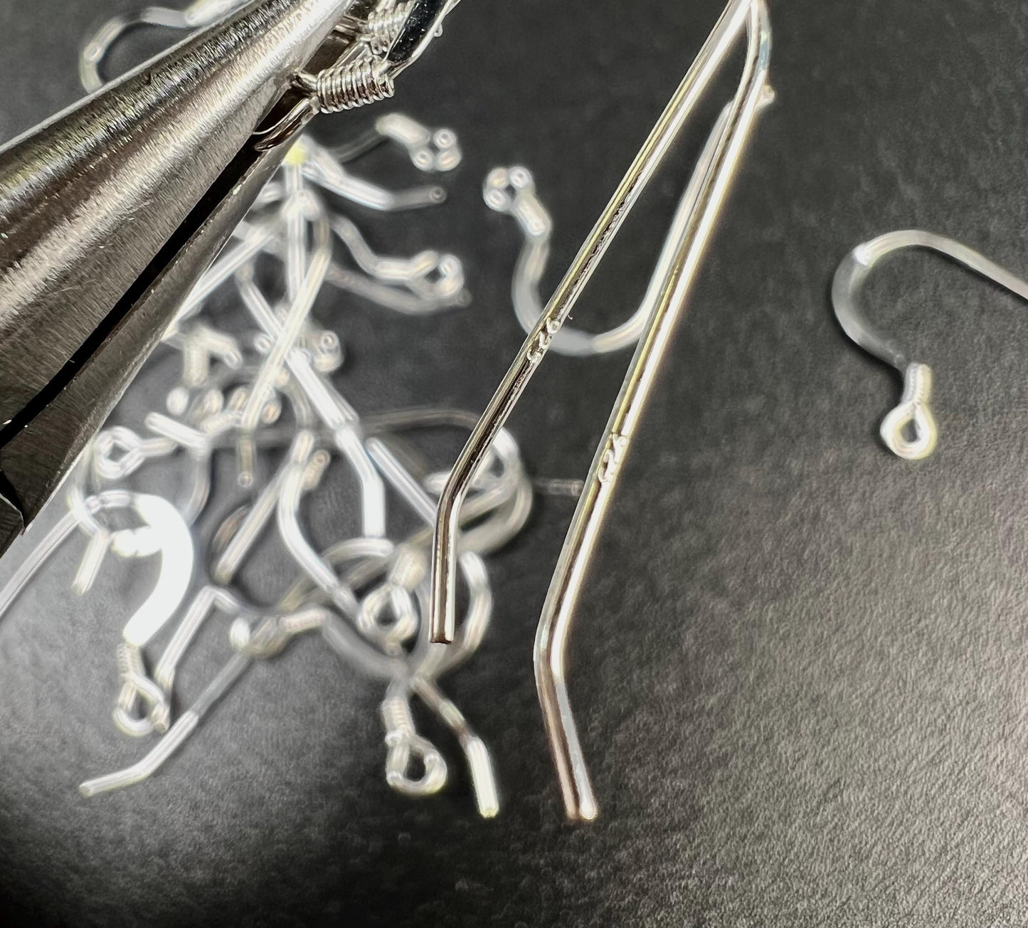 925 sterling silver French hook Earwire with coil 25mm long 22 gauge, 10,20,50 pcs wholesale, jewelry making fish hook Earwire 925 stamped