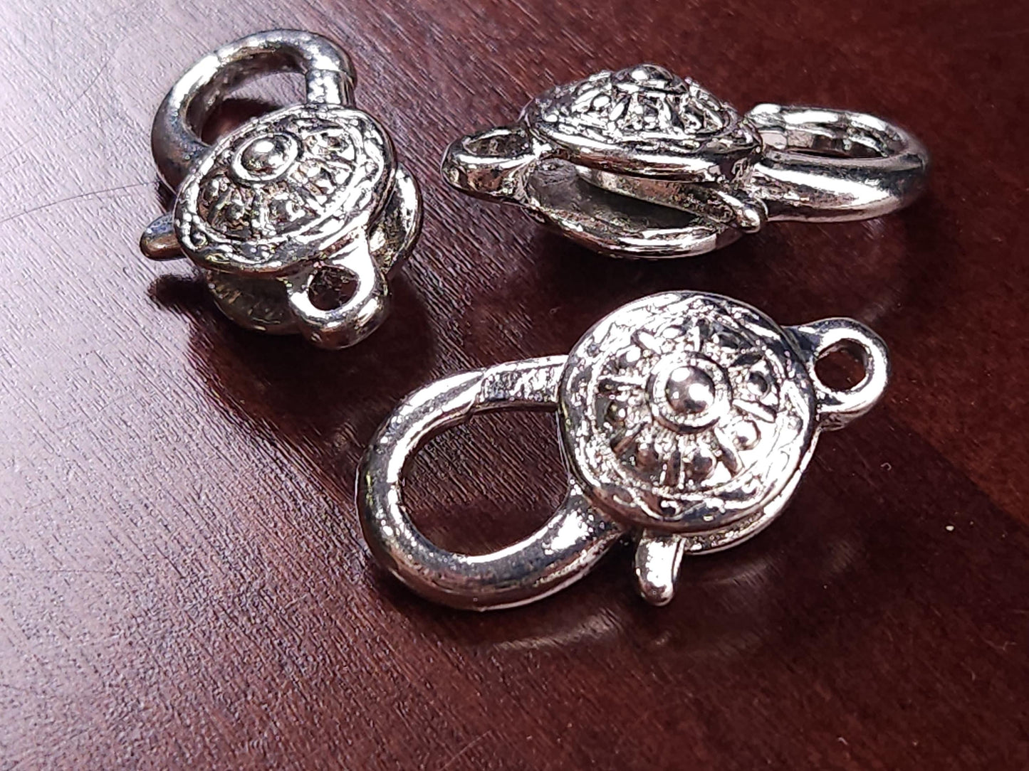 Floral Rhodium Silver Lobster Clasp, Jewelry Making