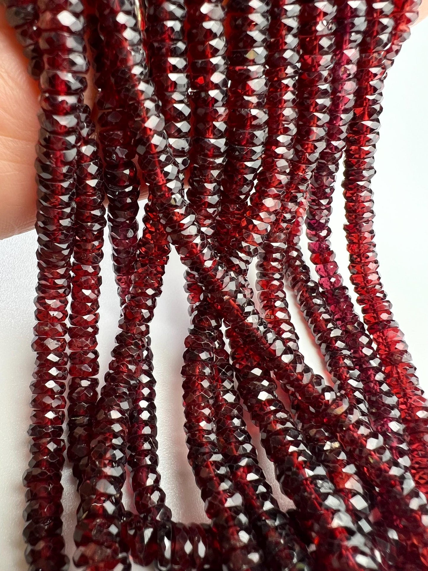 Natural Mozambique Garnet Faceted Heishi Wheel 5-6mm Roundel Merlot red Rare Heavy Weight Gemstone Bead 6”,12” strand