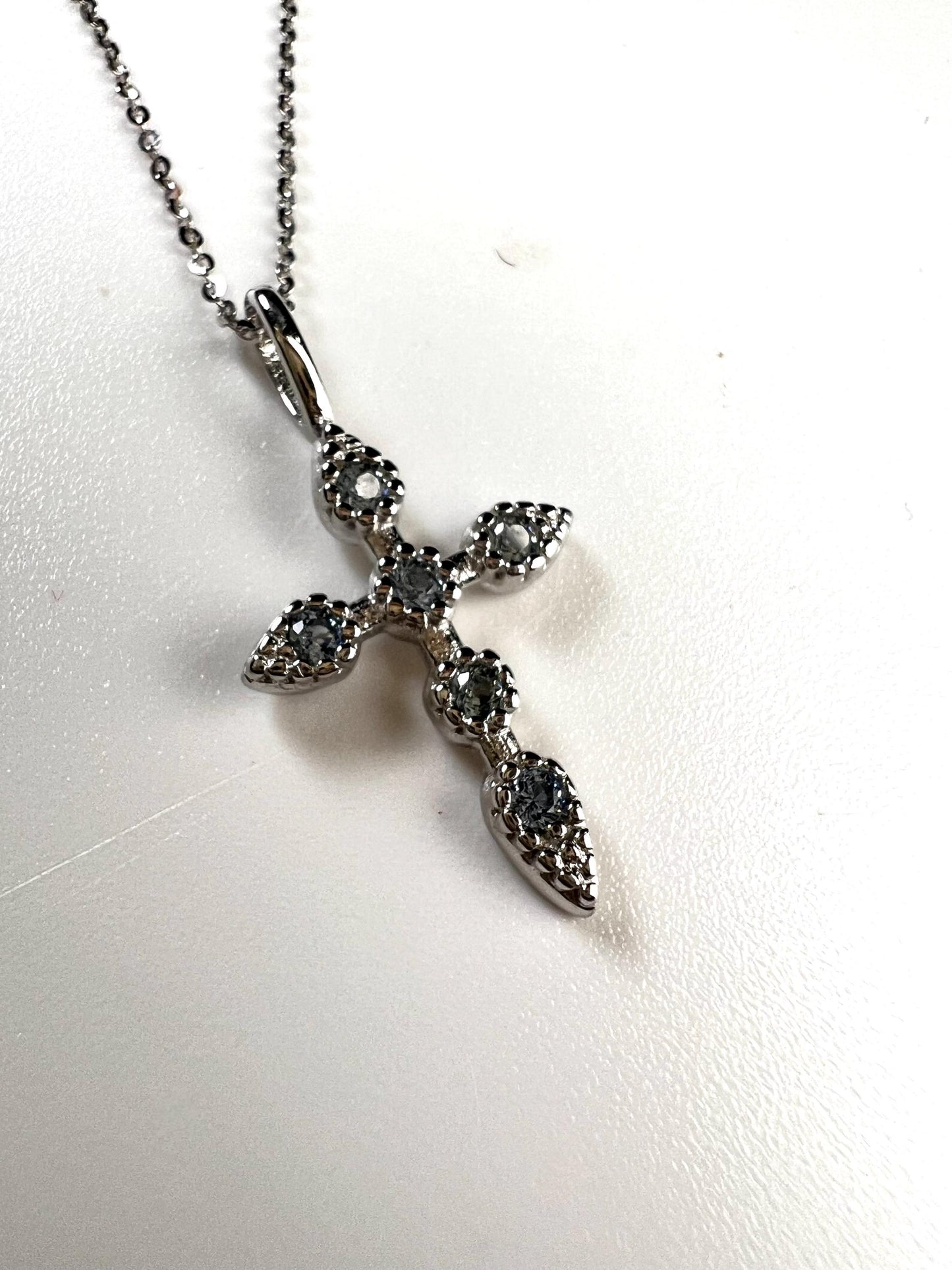 Solid 925 Sterling Silver with Blue Opal Gemstone Cross pendant 925 stamped High Quality Holiday Gift