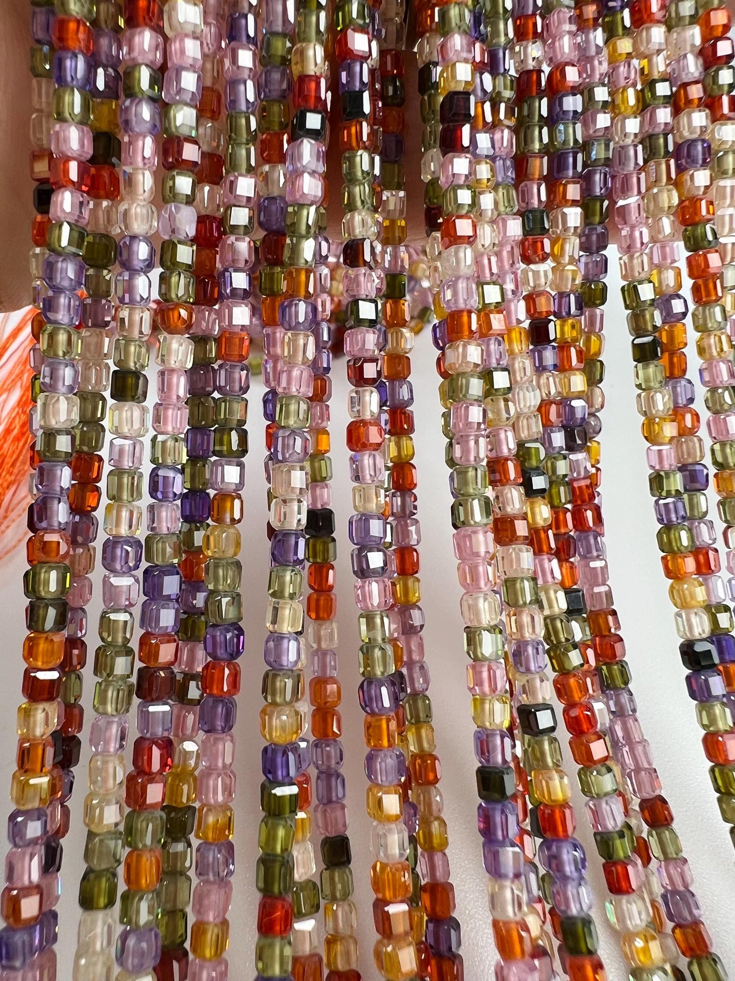 Cubic Zirconia Square Cube Micro Faceted 3x3mm Rainbow Beads AAA Gemstone Jewelry Making CZ Beads 1.5”full Strand approximately 145 pieces