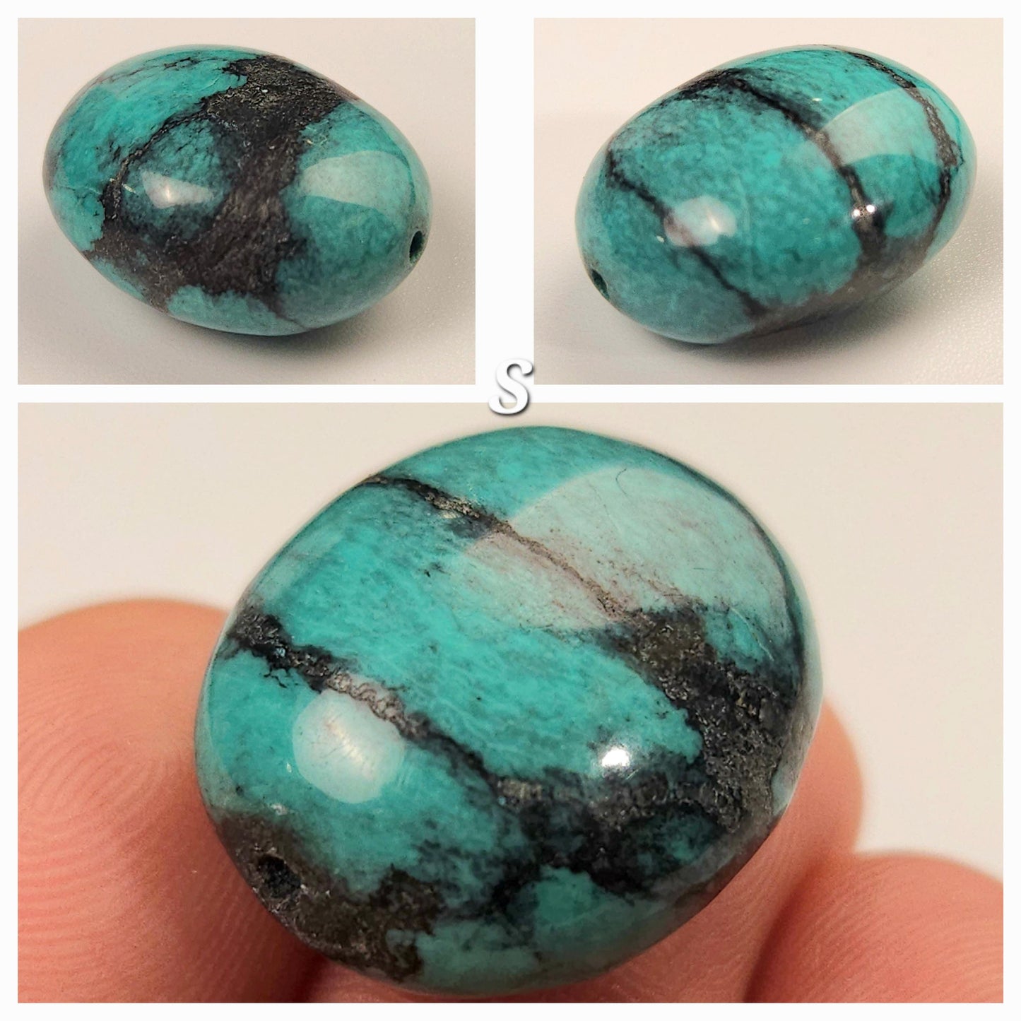 Turquoise Pebble, AAA Tibetan Spiderweb Blue Turquoise pebble, Rare, jewelry, Focal, pendant, palm stone, pocket stone, collection, healing