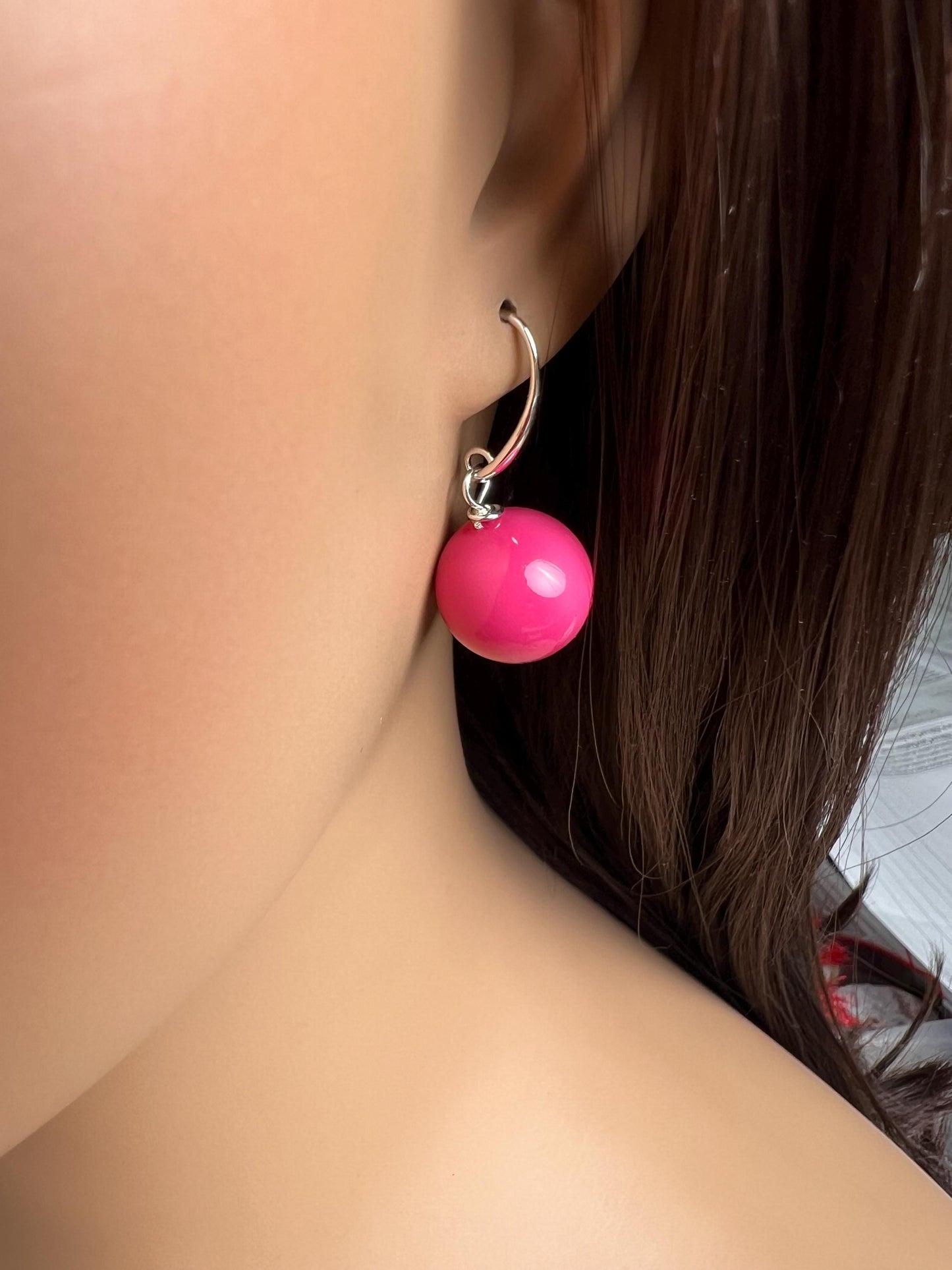 Hot Pink South SeaShell Pearl 16mm Largre High Luster Earrings color Valentines Bridal party wear Gift for Her