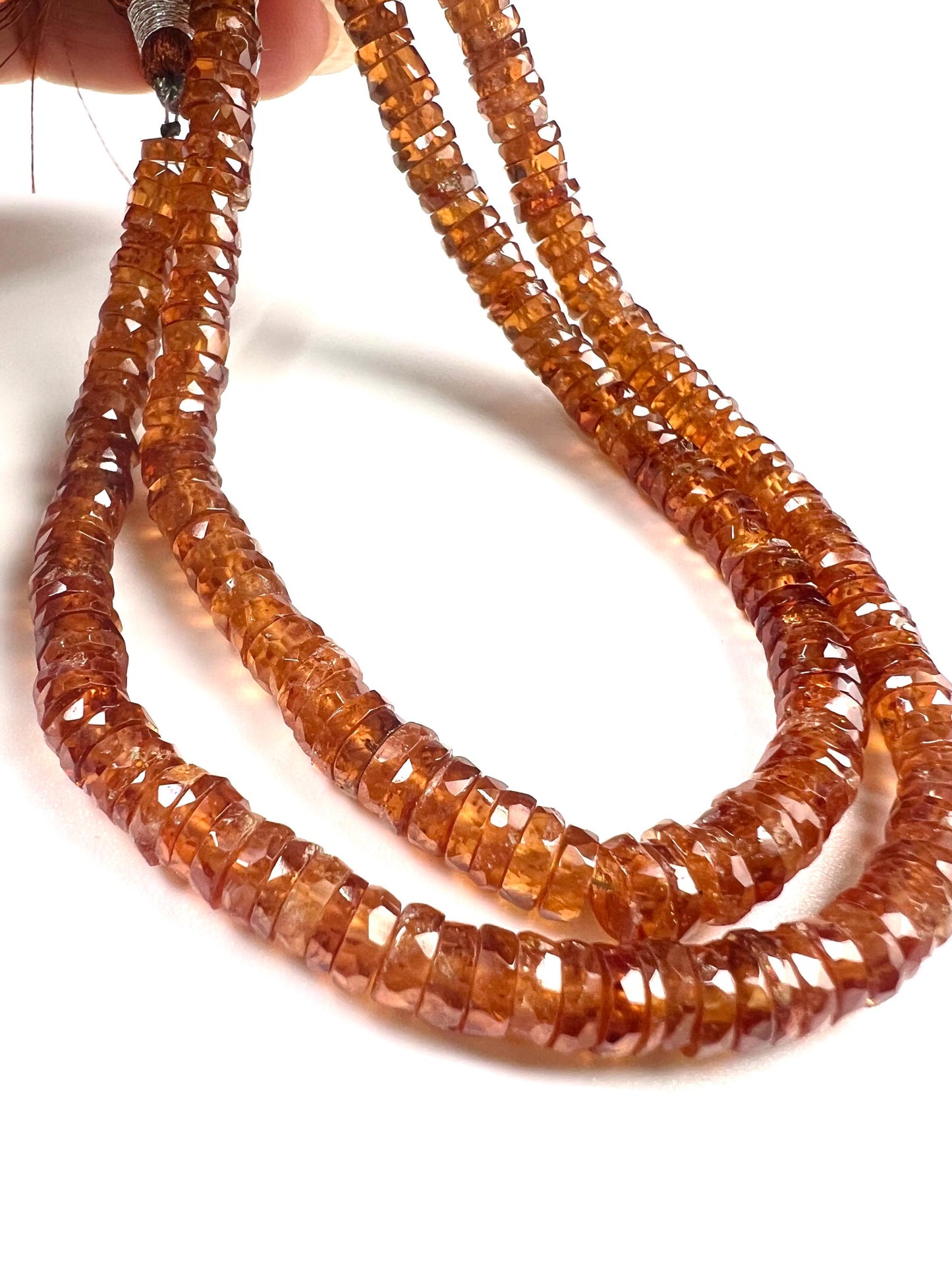 Natural Hessonite Garnet faceted Heishi wheel thick roundel Beads jewelry Making Natural Dark brown 8" strand