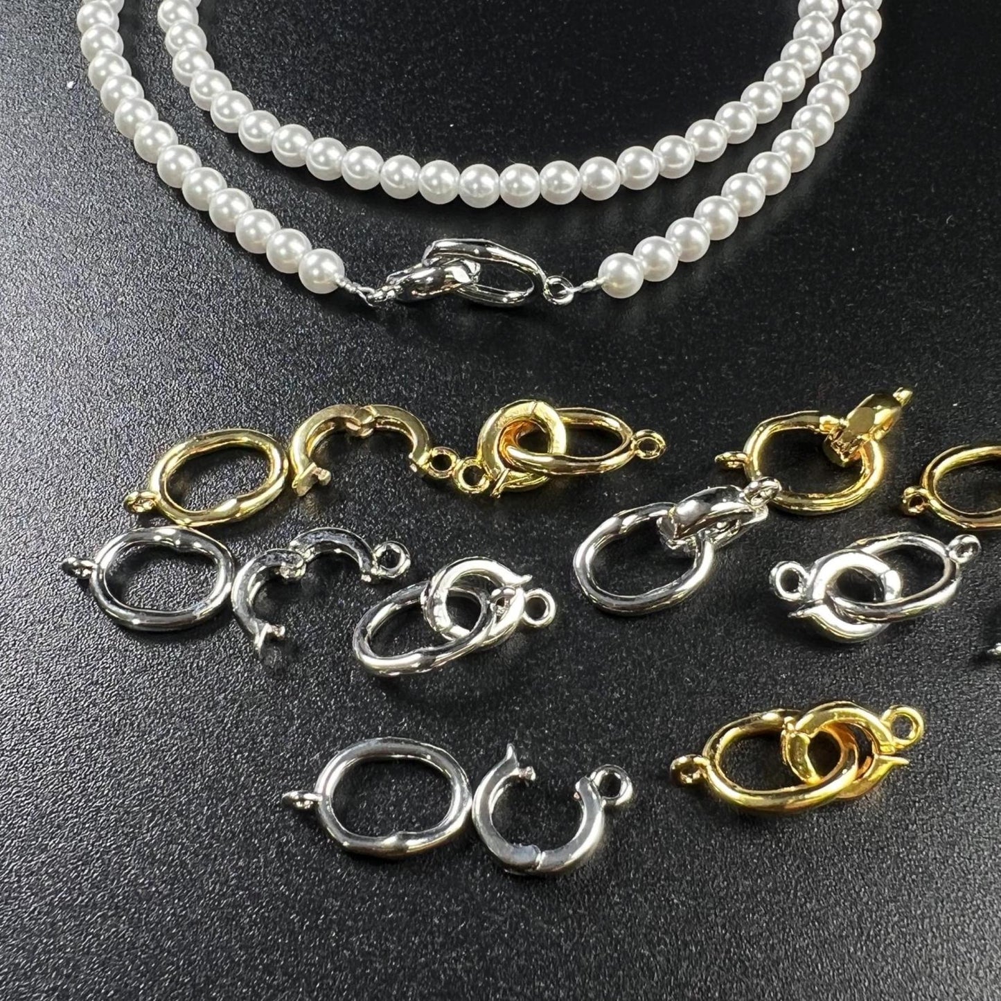 Hook and Eye Pearl clasp, Interchangeable charm pendant hanging enhancer bail hinged open clasp Rhodium Silver 18k gold plated beauty clasp