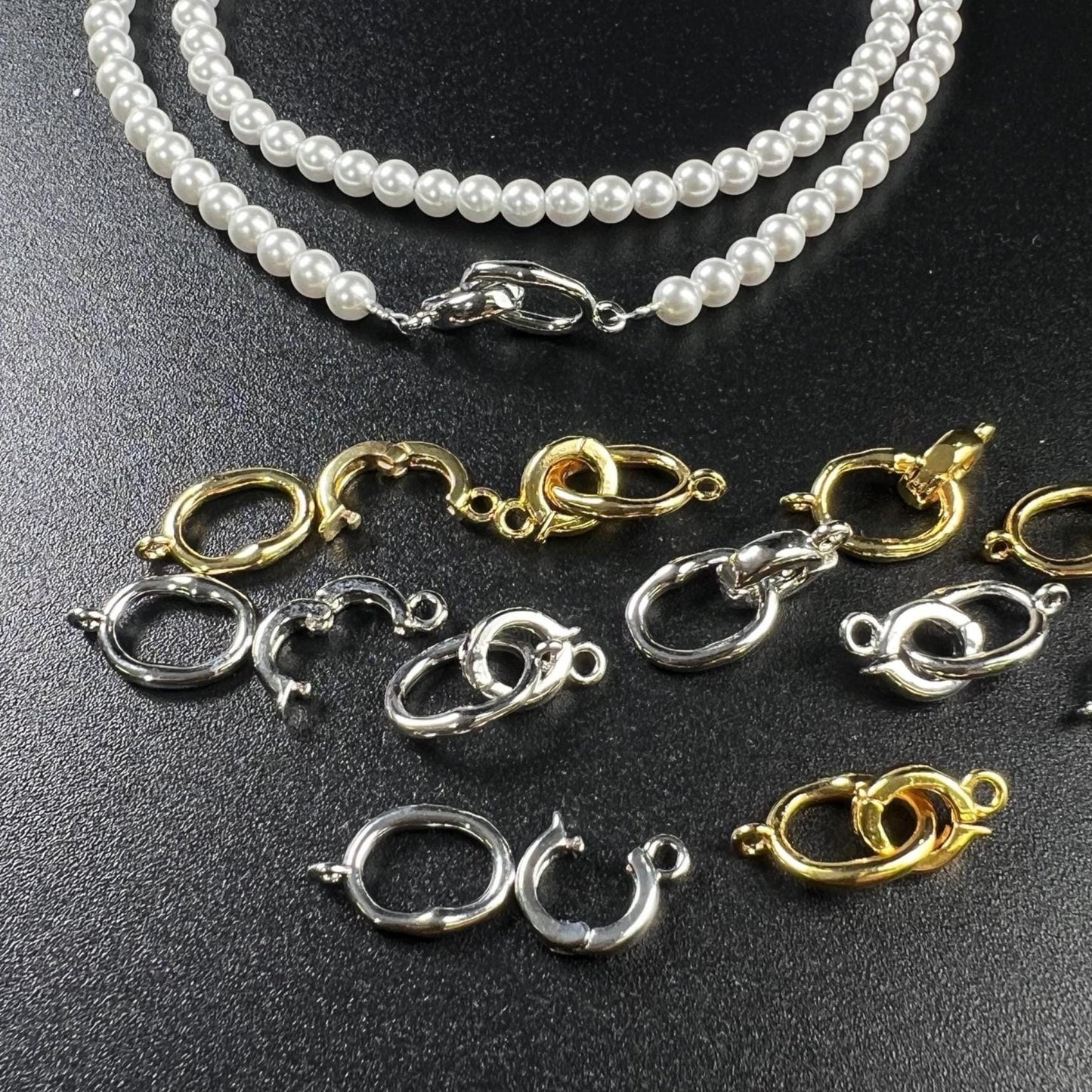 Hook and Eye Pearl clasp, Interchangeable charm pendant hanging enhancer bail hinged open clasp Rhodium Silver 18k gold plated beauty clasp