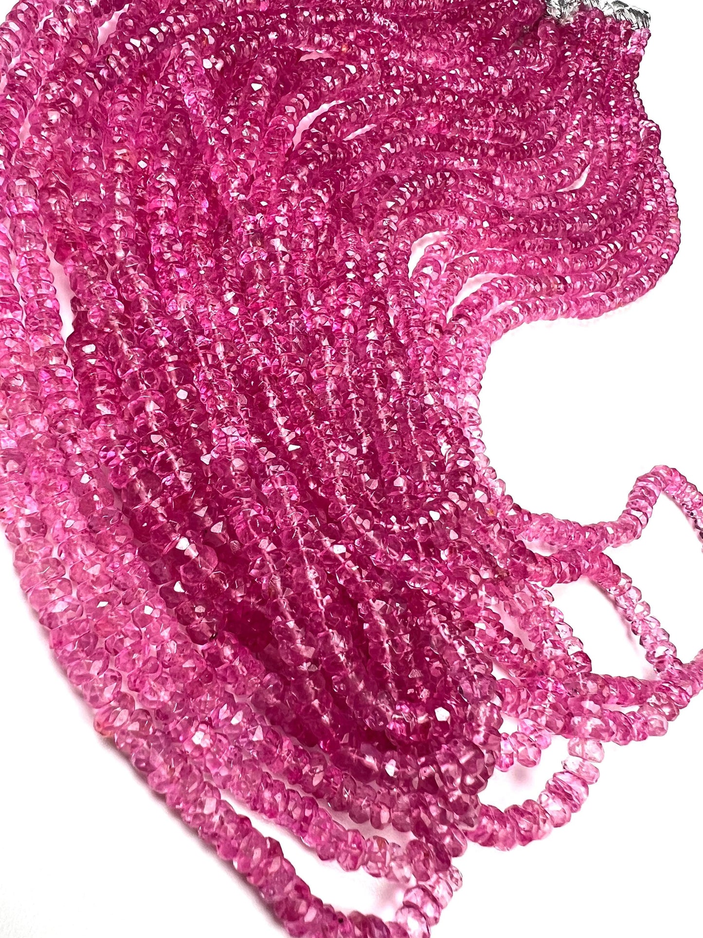 Genuine Pink Topaz Fuchsia pink Faceted Rondelle Gemstone Beads AAA quality sweet deep pink magenta beads for jewelry making 6”, 12” strand