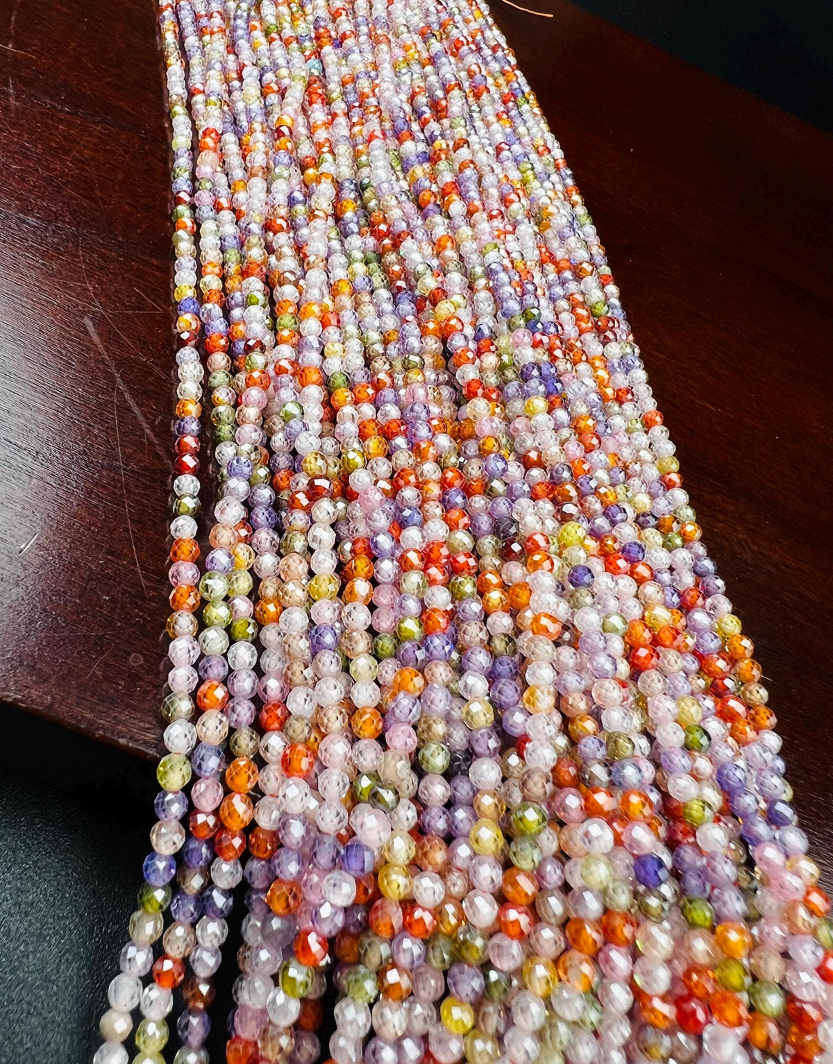 3mm, 4mm Cubic Zirconia Multi color Micro Faceted Round Beads AAA Gemstone Jewelry Making CZ Beads 14” full Strand