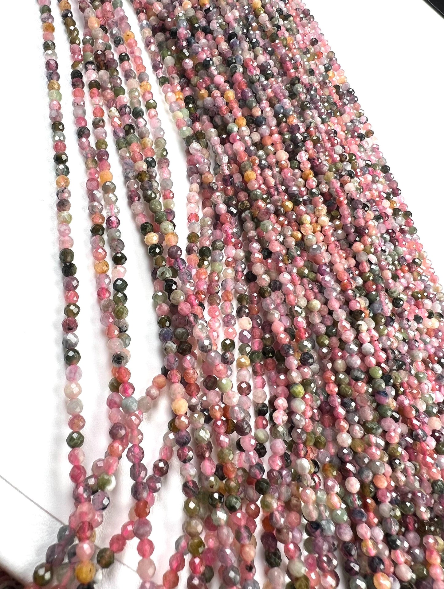 Natural multi Tourmaline 3mm faceted bead round for Jewely making 14.5” full strand 125 pieces beads