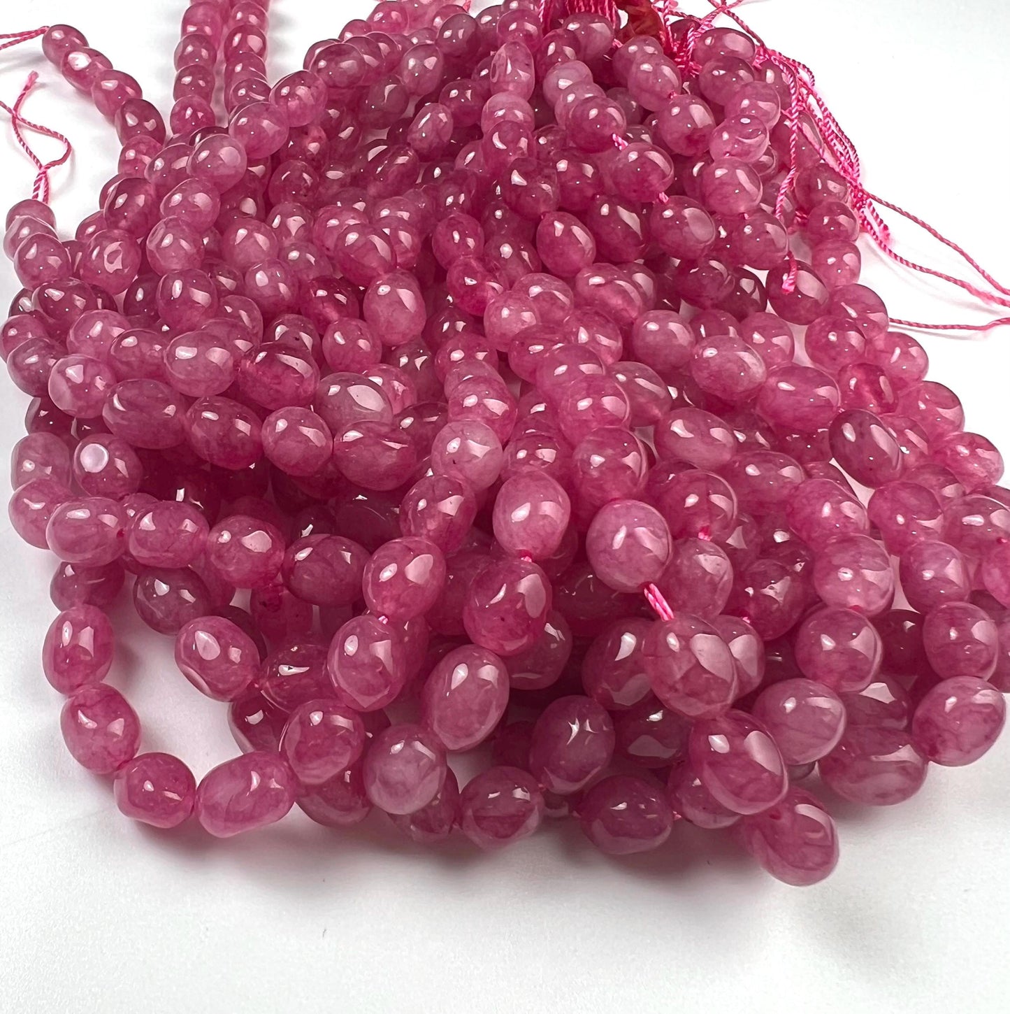 Purple agate beads Rose pink purple smooth oval 8x10mm jewelry making beads 14”