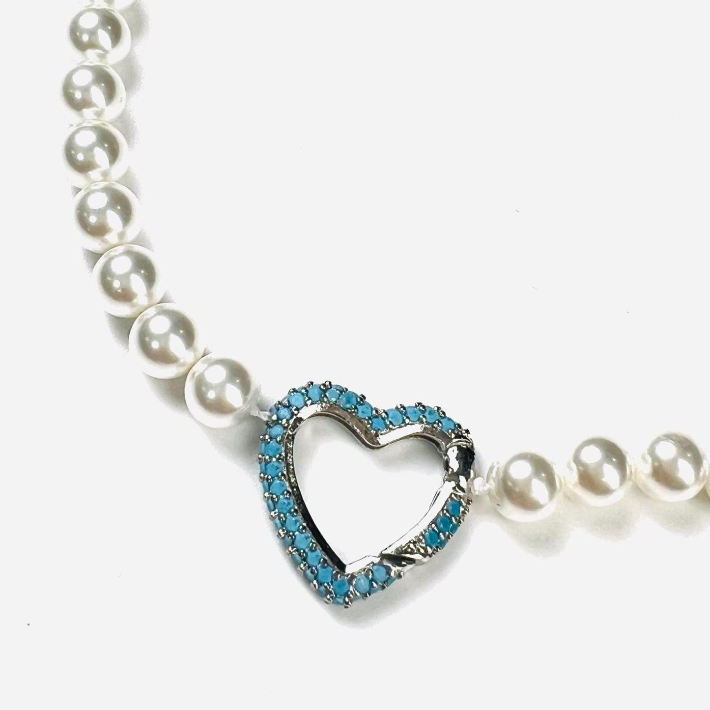 Turquoise Heart shape Carabiner push in open Clasp double sided turquoise setting Jewelry making fancy heart clasp 1pc, 15mm