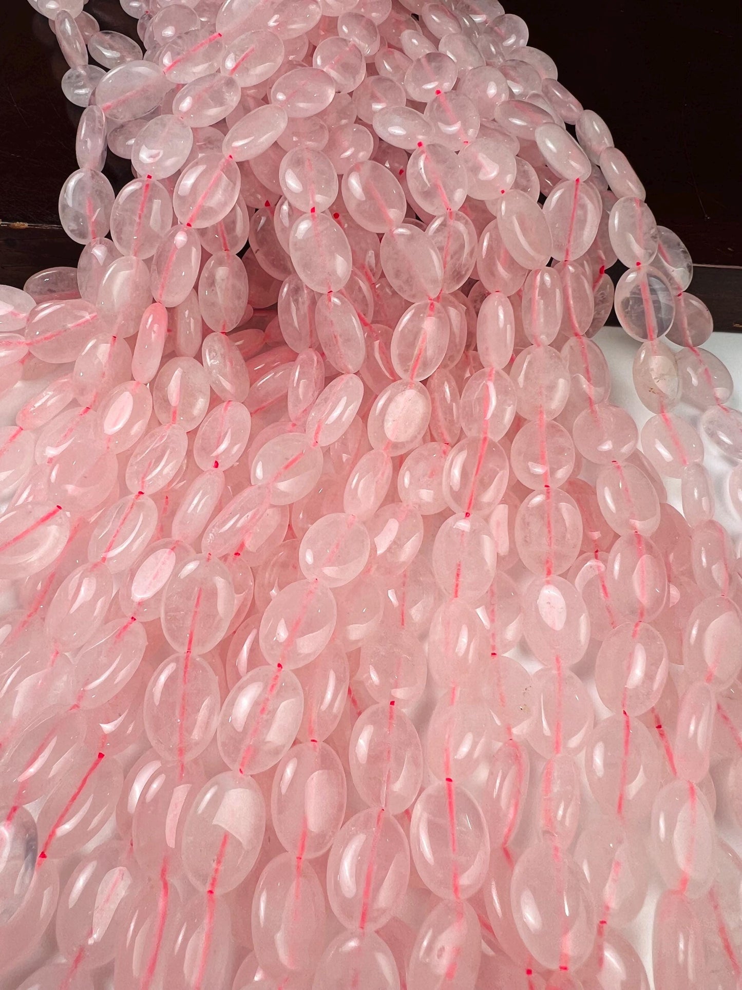 Natural Rose Quartz Smooth oval 12x16mm beads for jewelry making 15” full strand