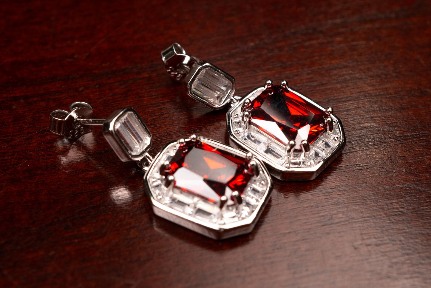 Genuine Garnet Merlot Red 925 sterling silver 12x14mm prong CZ diamond around Post Earrings,Bridal, valentines Holiday Gift,