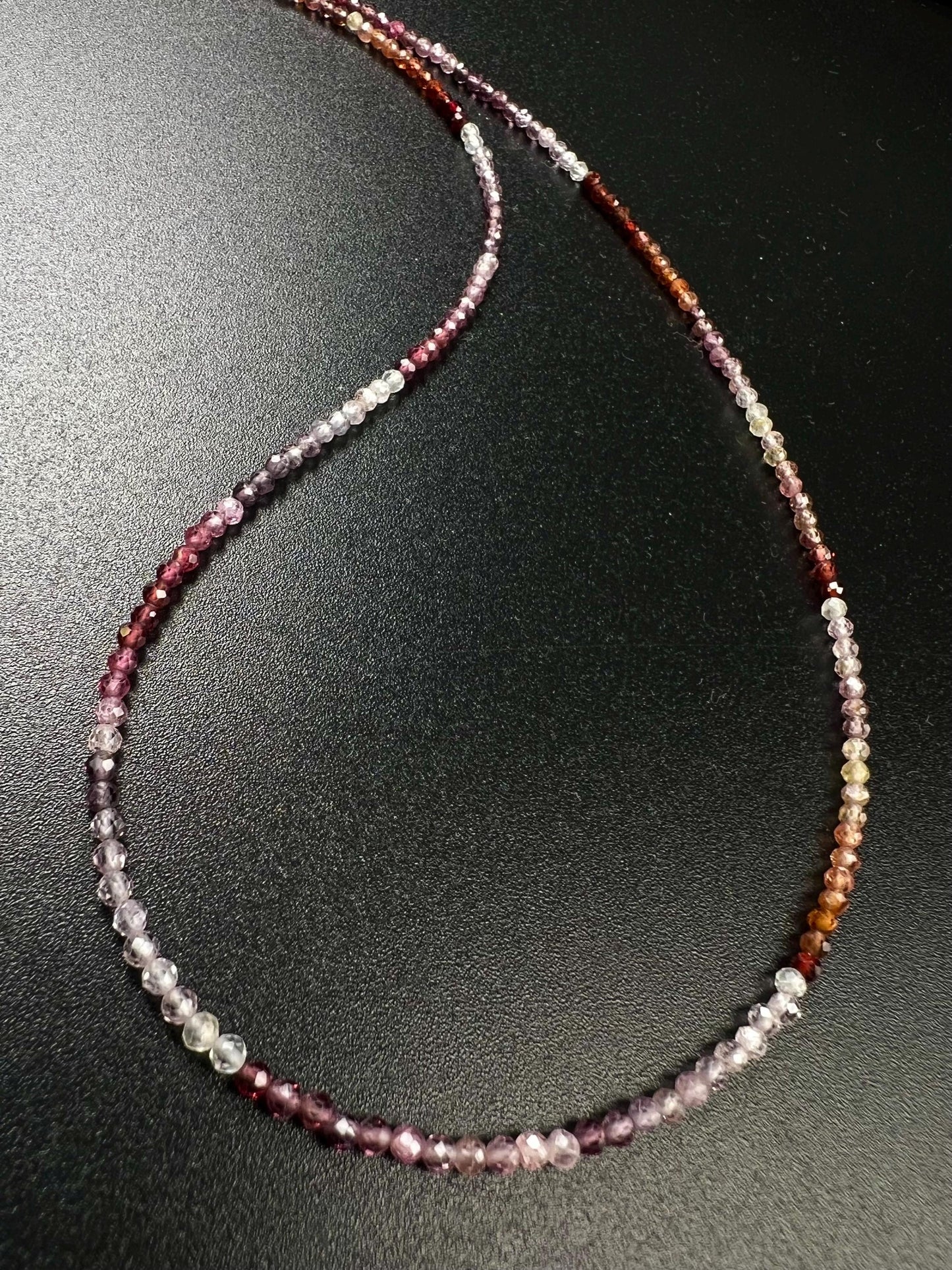 Natural Multi Spinel 2mm micro faceted AAA quality beaded handmade gemstone Necklace.