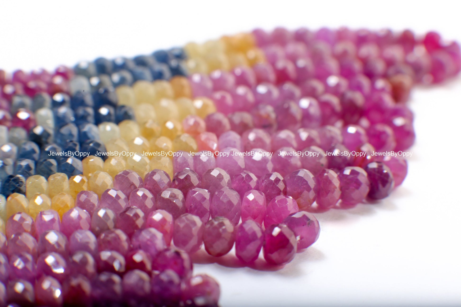 Natural Multi Sapphire Rondelle,  AAA Natural 4.5-5.5mm Shaded Faceted Roundel Gemstone Jewelry Beads in 4"/8"/16" Strand