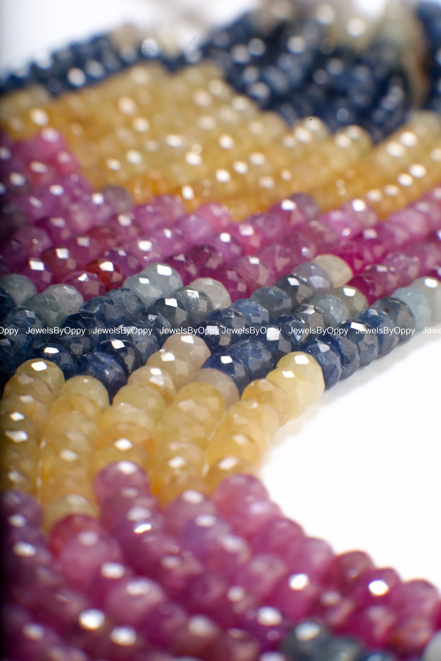 Natural Multi Sapphire Rondelle, AAA Natural 4.5-5.5mm Shaded Faceted Roundel Gemstone Jewelry Beads in 4"/8"/16" Strand