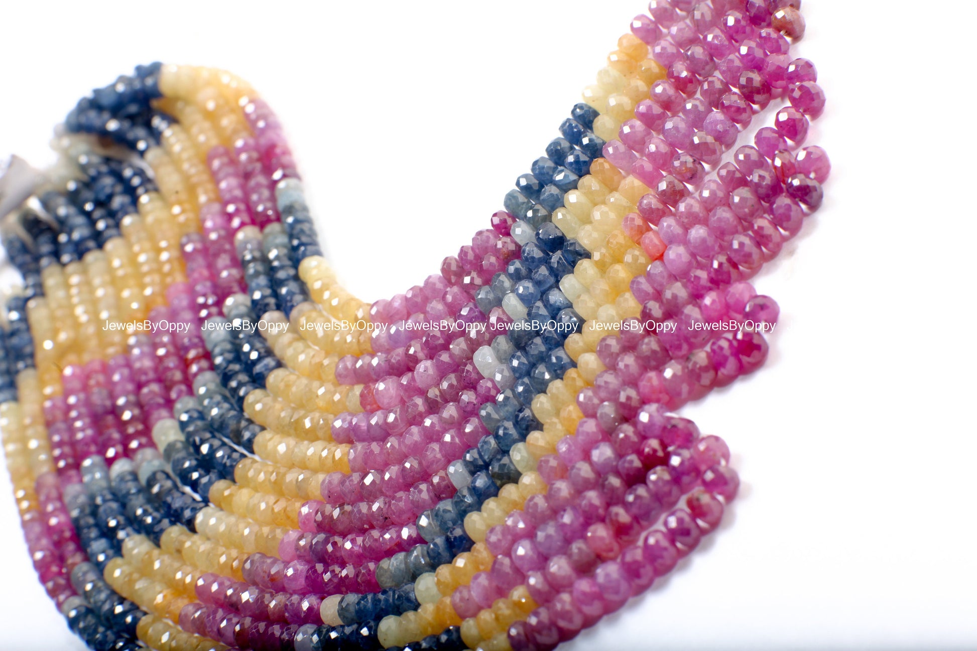 Natural Multi Sapphire Rondelle,  AAA Natural 4.5-5.5mm Shaded Faceted Roundel Gemstone Jewelry Beads in 4"/8"/16" Strand