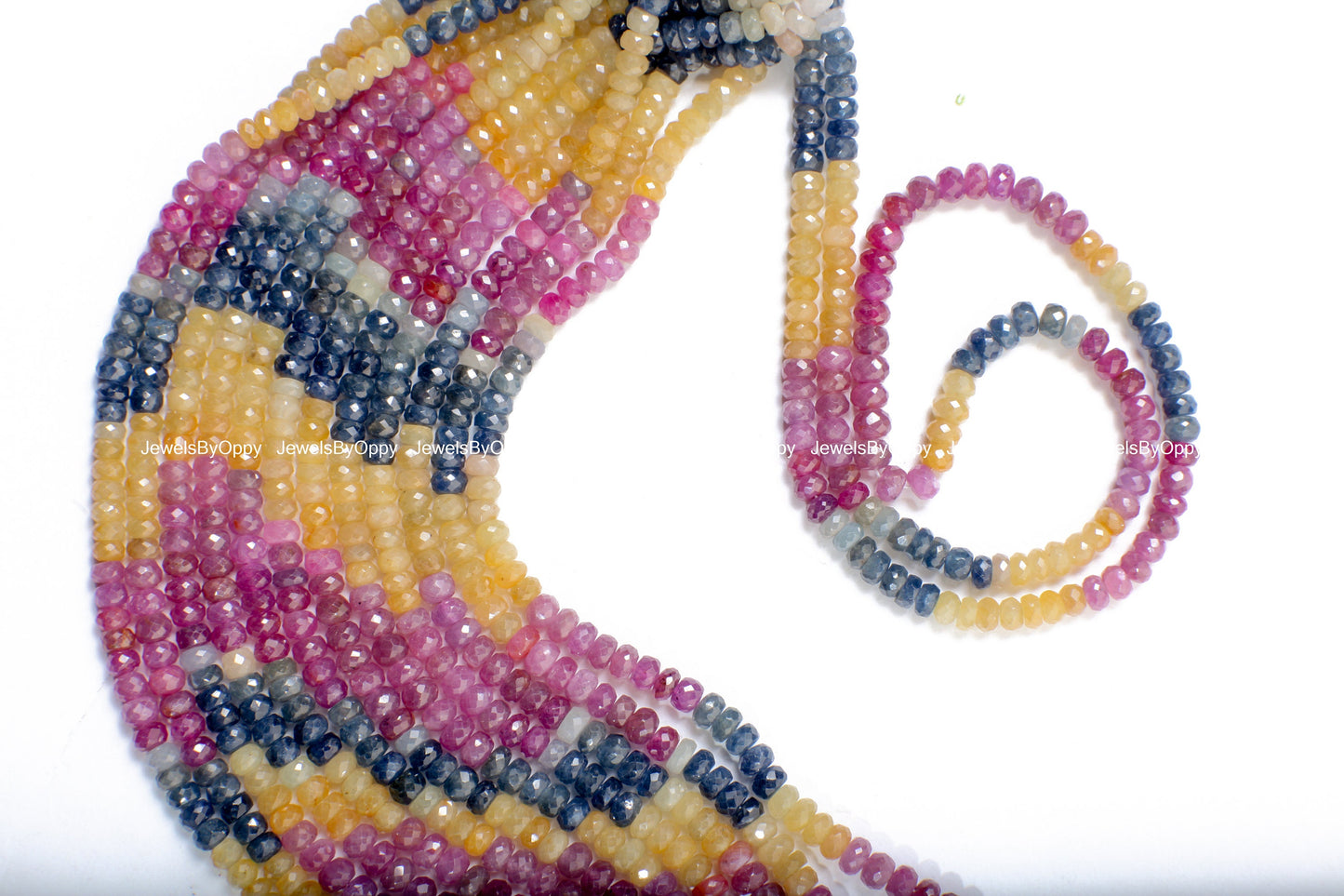 Natural Multi Sapphire Rondelle, AAA Natural 4.5-5.5mm Shaded Faceted Roundel Gemstone Jewelry Beads in 4"/8"/16" Strand