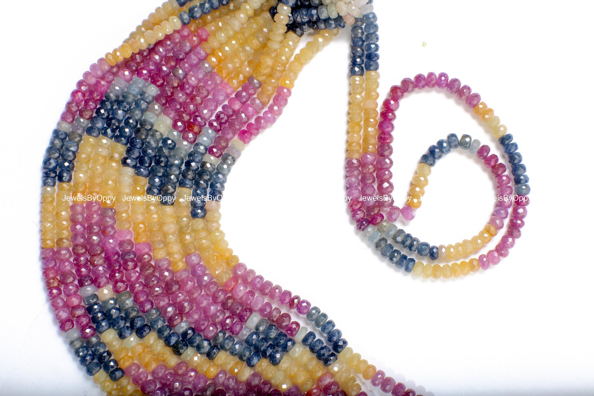 Natural Multi Sapphire Rondelle,  AAA Natural 4.5-5.5mm Shaded Faceted Roundel Gemstone Jewelry Beads in 4"/8"/16" Strand