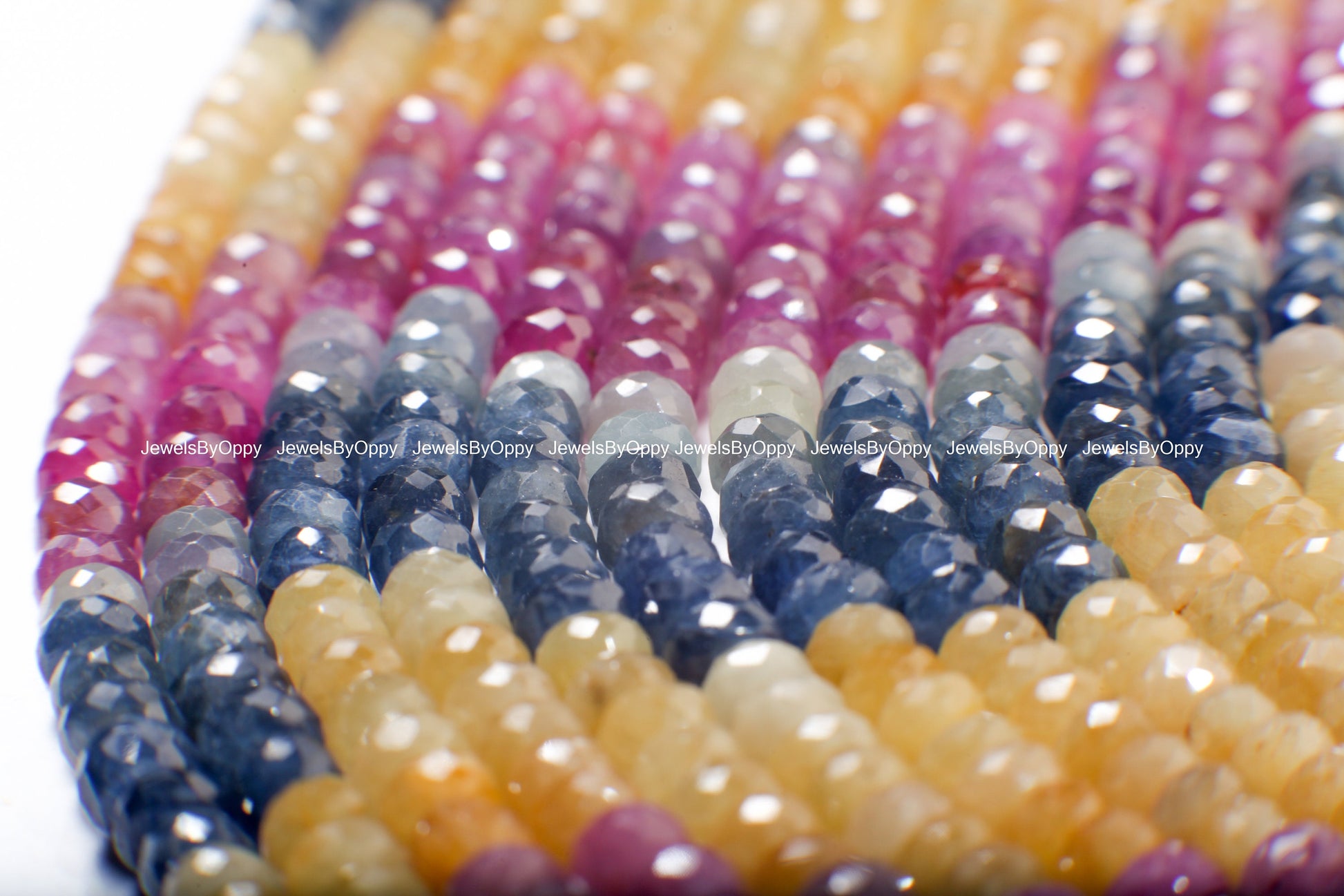 Natural Multi Sapphire Rondelle,  AAA Natural 4.5-5.5mm Shaded Faceted Roundel Gemstone Jewelry Beads in 4"/8"/16" Strand