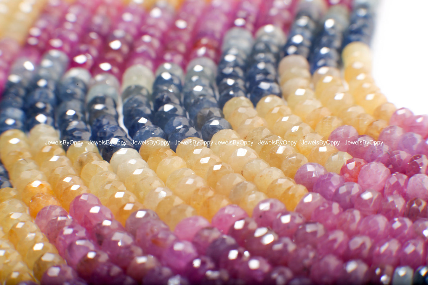 Natural Multi Sapphire Rondelle, AAA Natural 4.5-5.5mm Shaded Faceted Roundel Gemstone Jewelry Beads in 4"/8"/16" Strand