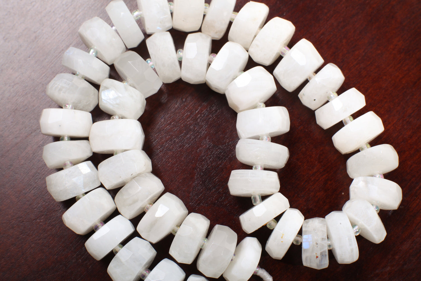 Moonstone 15mm Faceted Rondelle Gemstone, July Birthstone, Jewelry Making Beads, Natural Gemstone 16" Strand