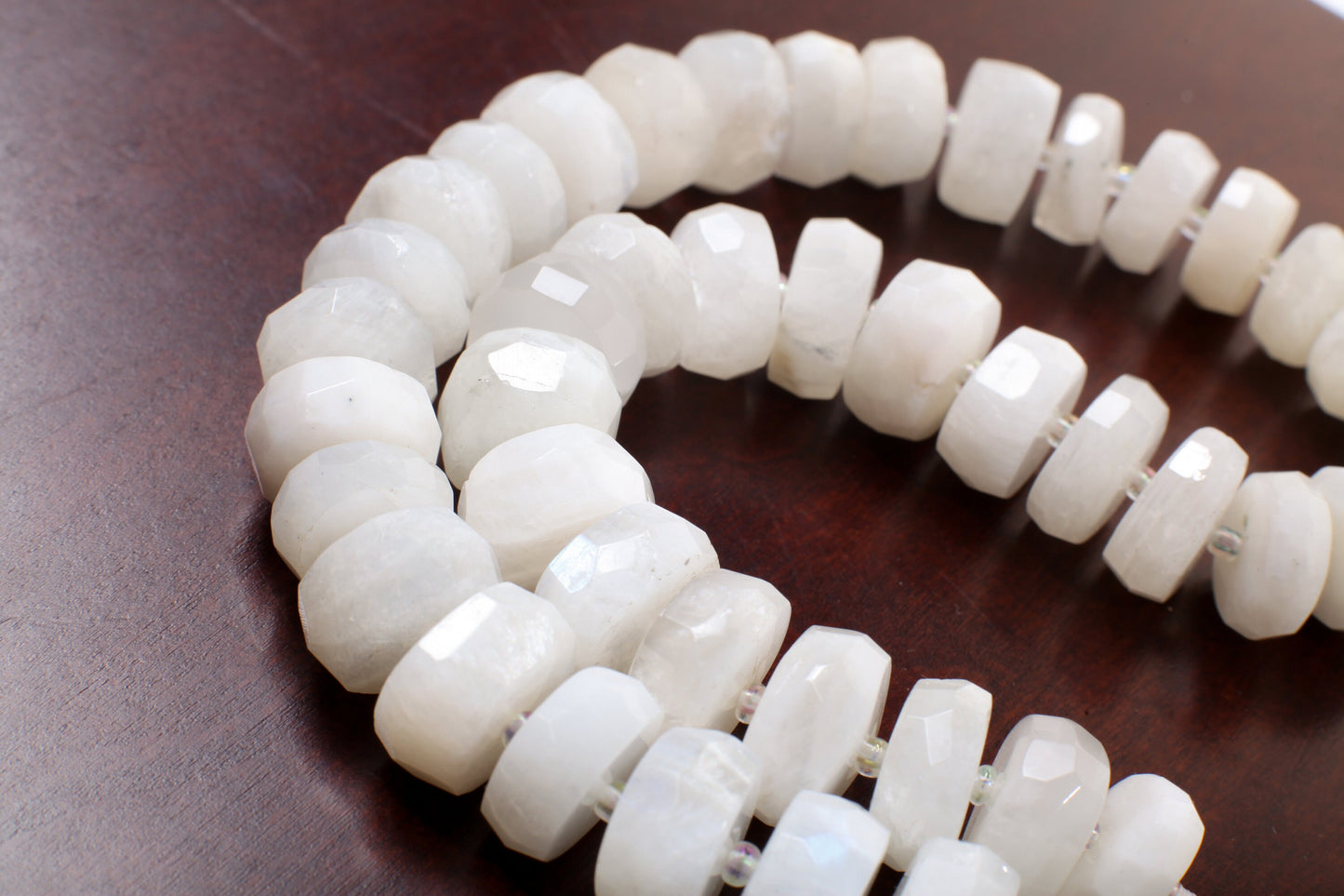 Moonstone 15mm Faceted Rondelle Gemstone, July Birthstone, Jewelry Making Beads, Natural Gemstone 16" Strand