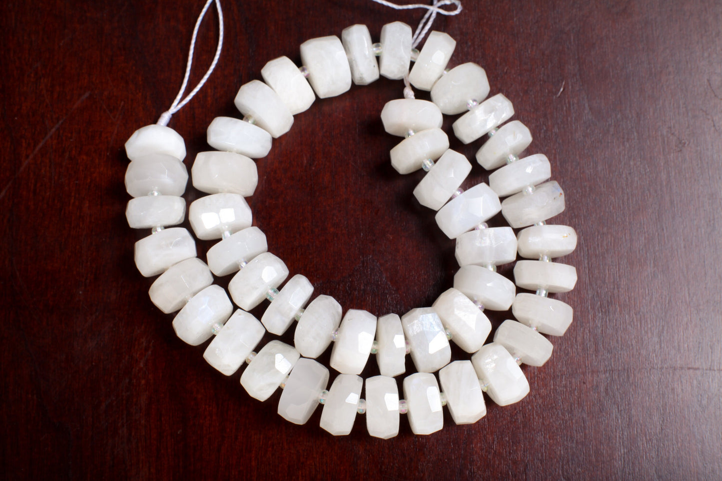 Moonstone 15mm Faceted Rondelle Gemstone, July Birthstone, Jewelry Making Beads, Natural Gemstone 16" Strand