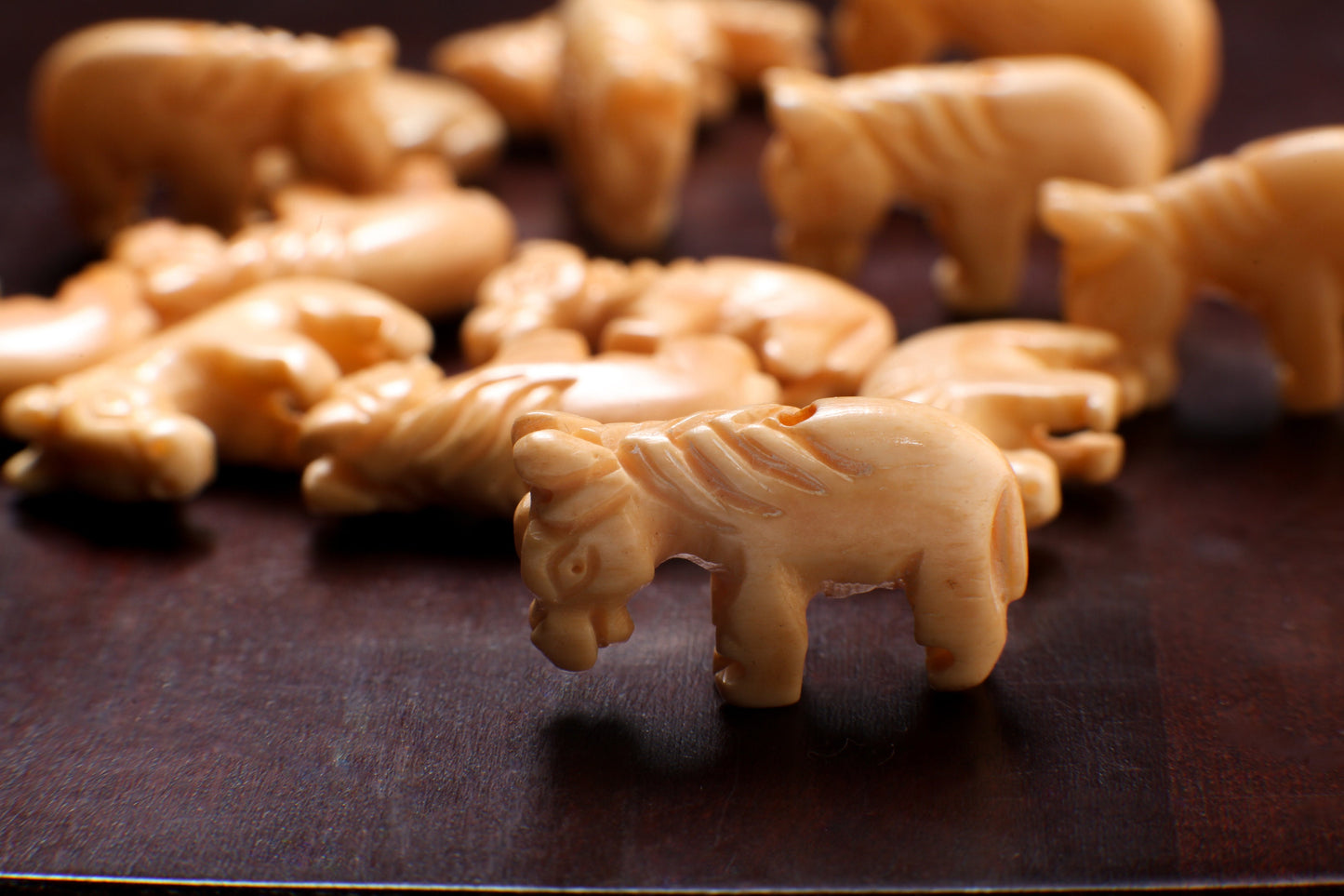 Carved Buffalo Bone Donkey, 16x26mm, Hand Crafted Animal Figurine Drilled Bead, Art Deco