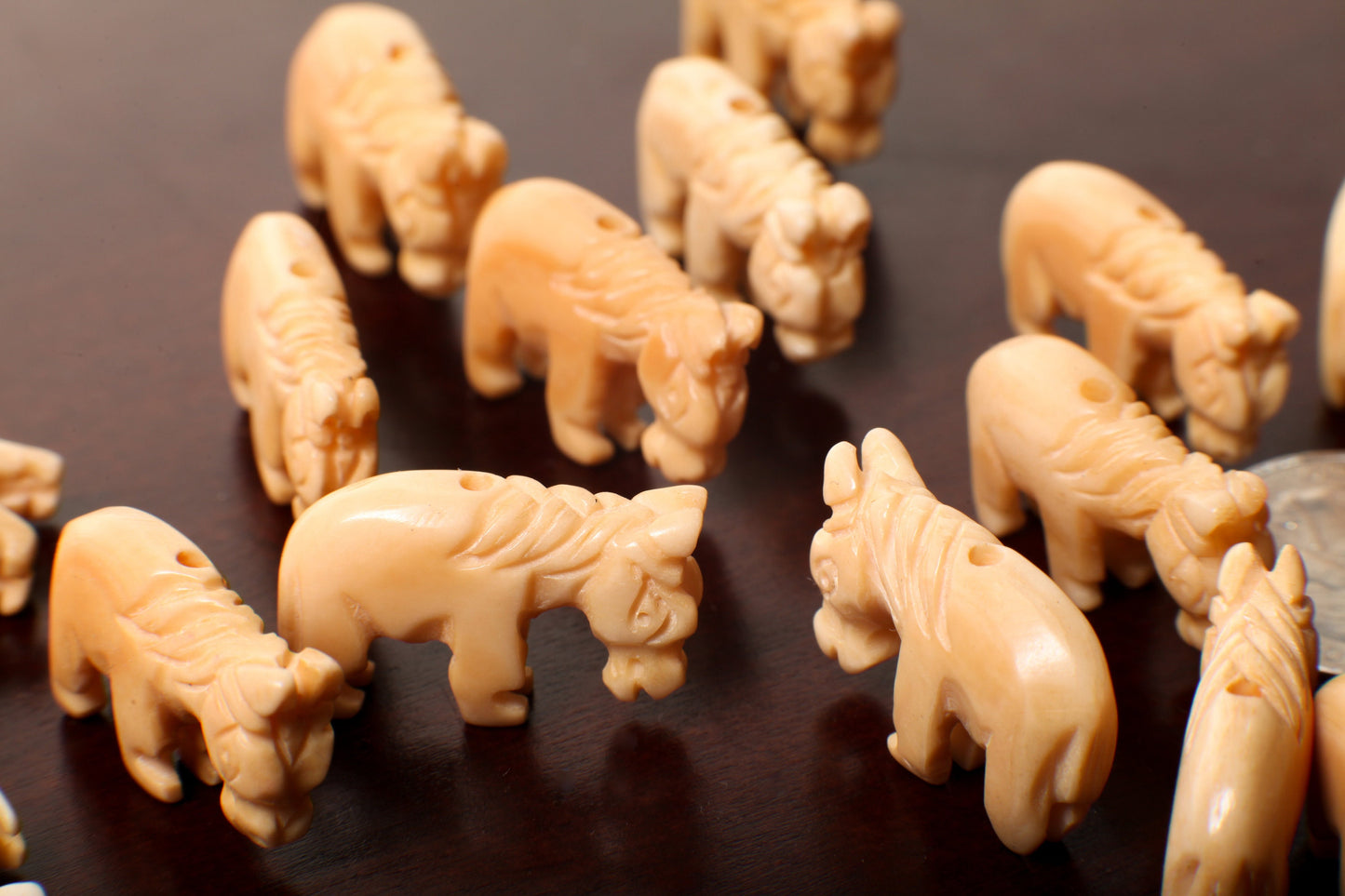 Carved Buffalo Bone Donkey, 16x26mm, Hand Crafted Animal Figurine Drilled Bead, Art Deco