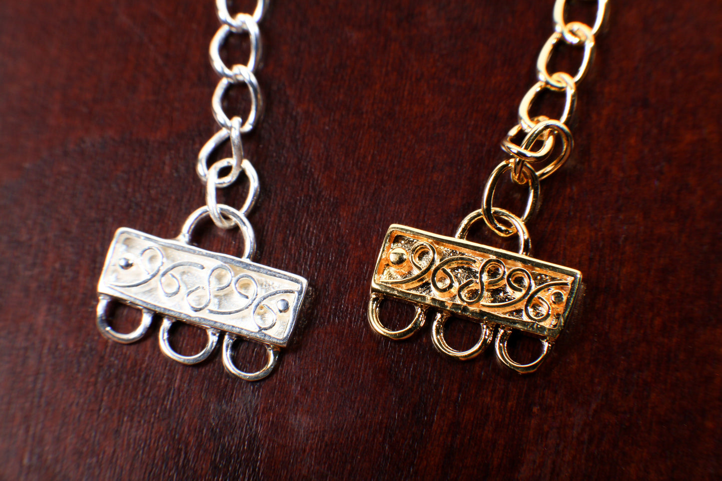 Adjustable Extension Bar Fancy Clasp 12x15mm-3 Loop, 925 Sterling Silver, Gold over Sterling Silver Vermeil, Jewelry Making Finding Supplies