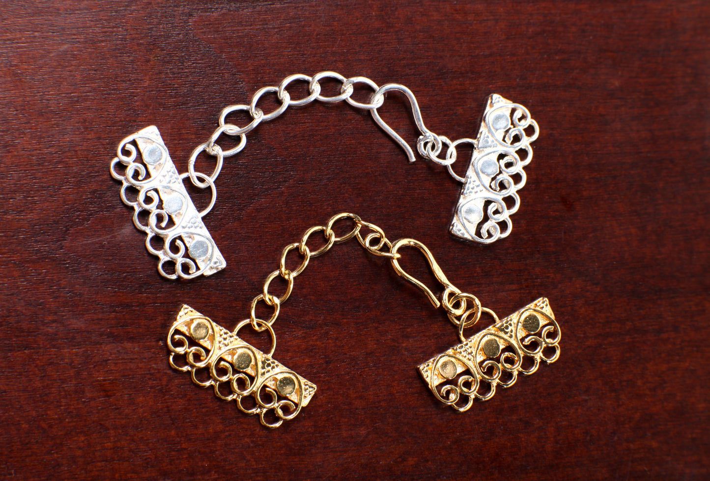 Adjustable Extension Bar Fancy Clasp 12x20mm-5 Loop, 925 Sterling Silver, Gold over Sterling Silver Vermeil, Jewelry Making Finding Supplies