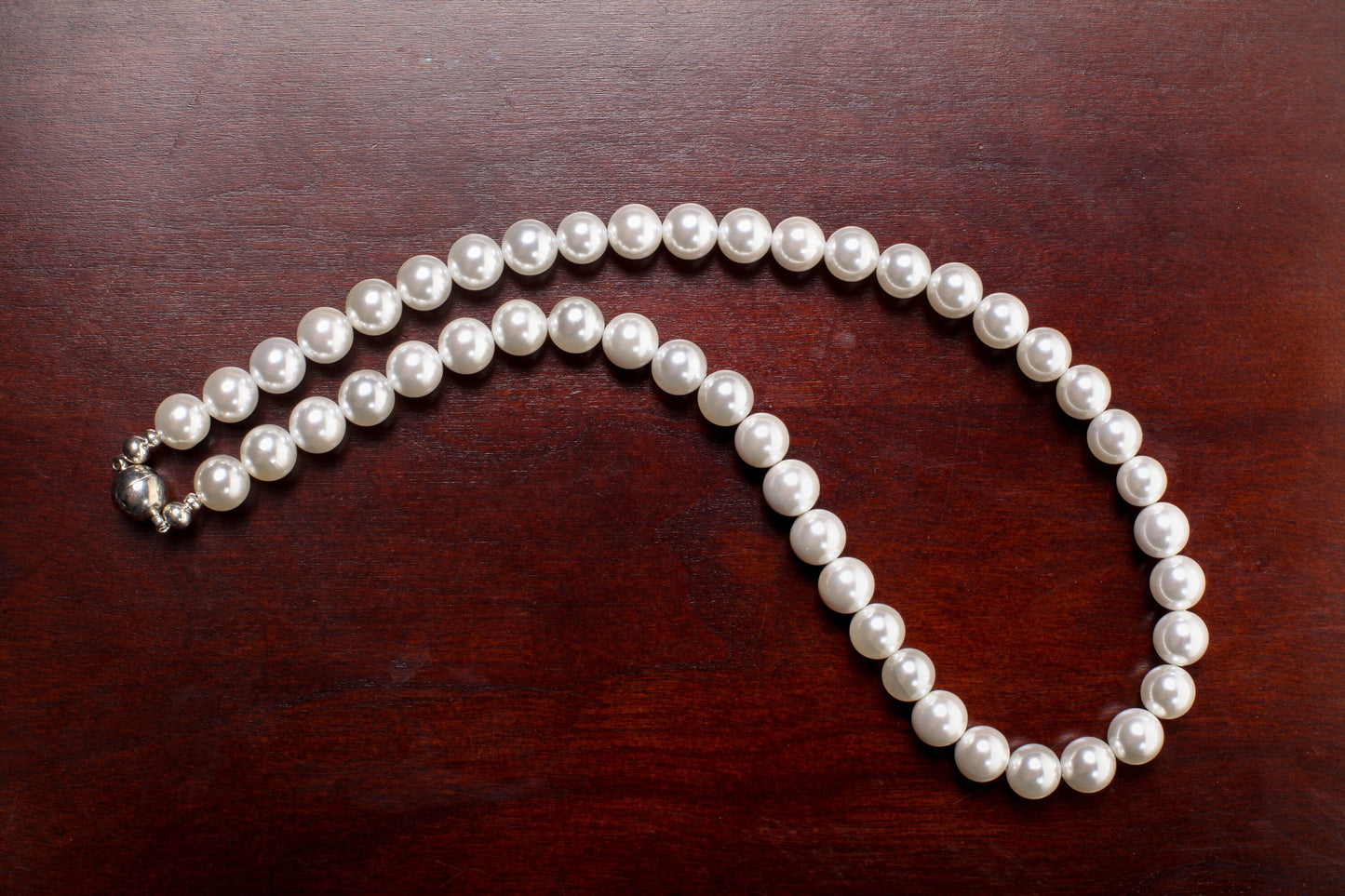 Pearl Necklace, White South Seashell Pearl 8mm,10mm Round Statement Necklace with Strong Magnetic Ball Clasp 16"- 40" Bridal, Gift for Her