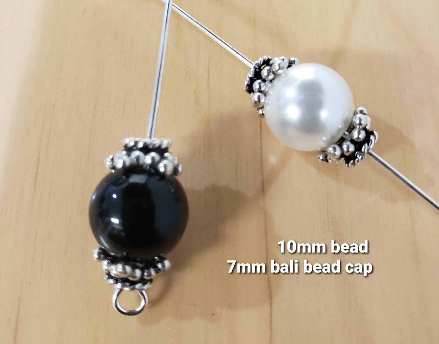 10 pcs Sterling silver bali bead cap 5.5mm 5 point crown cap , heavy weight, Vintage Handmade for jewelry making earring supplies.
