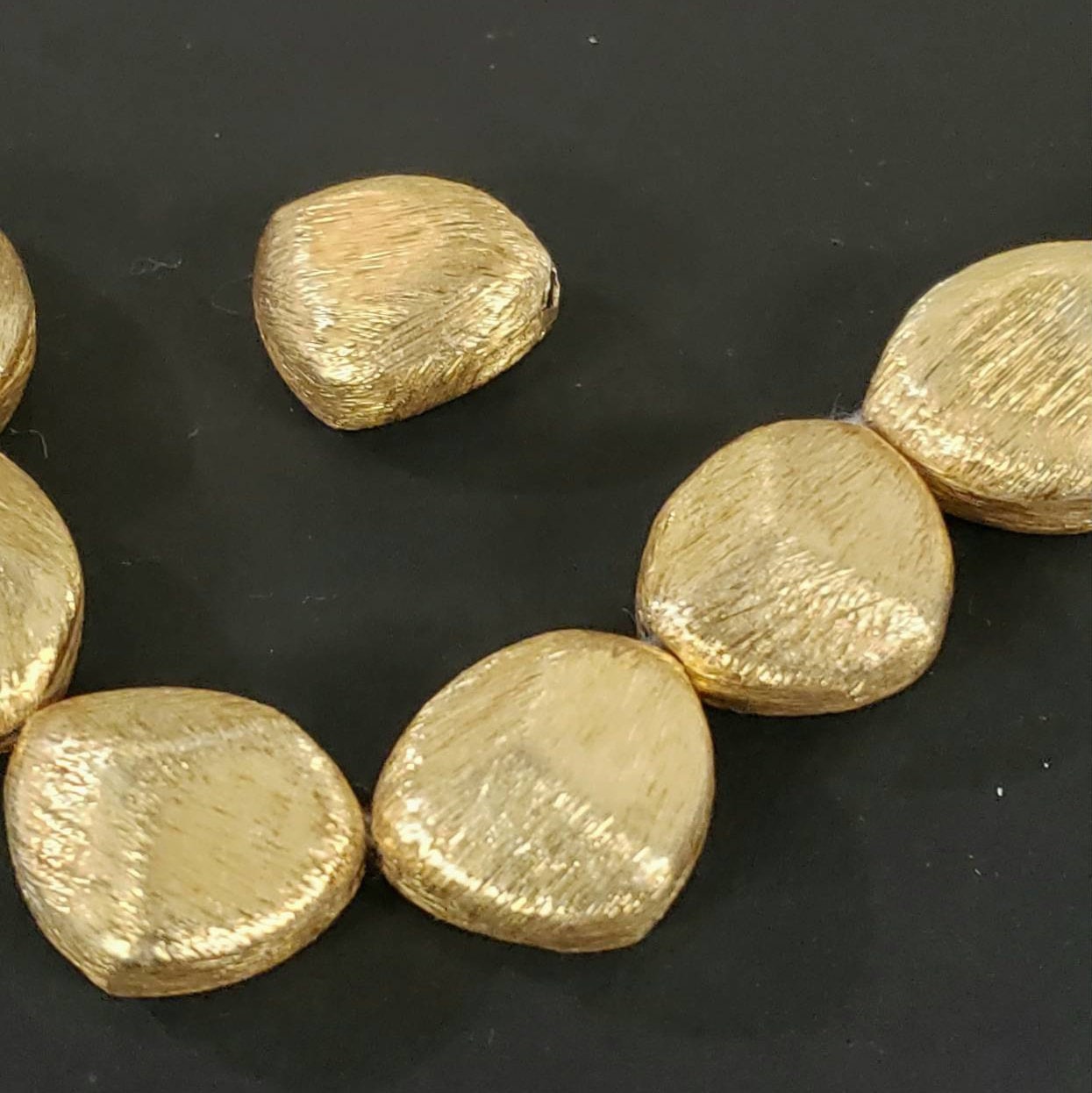 22K Gold Vermeil 925 sterling silver bali brush gold triangle bead , 13x16mm jewelry making vintage Handmade spacer. 1 piece