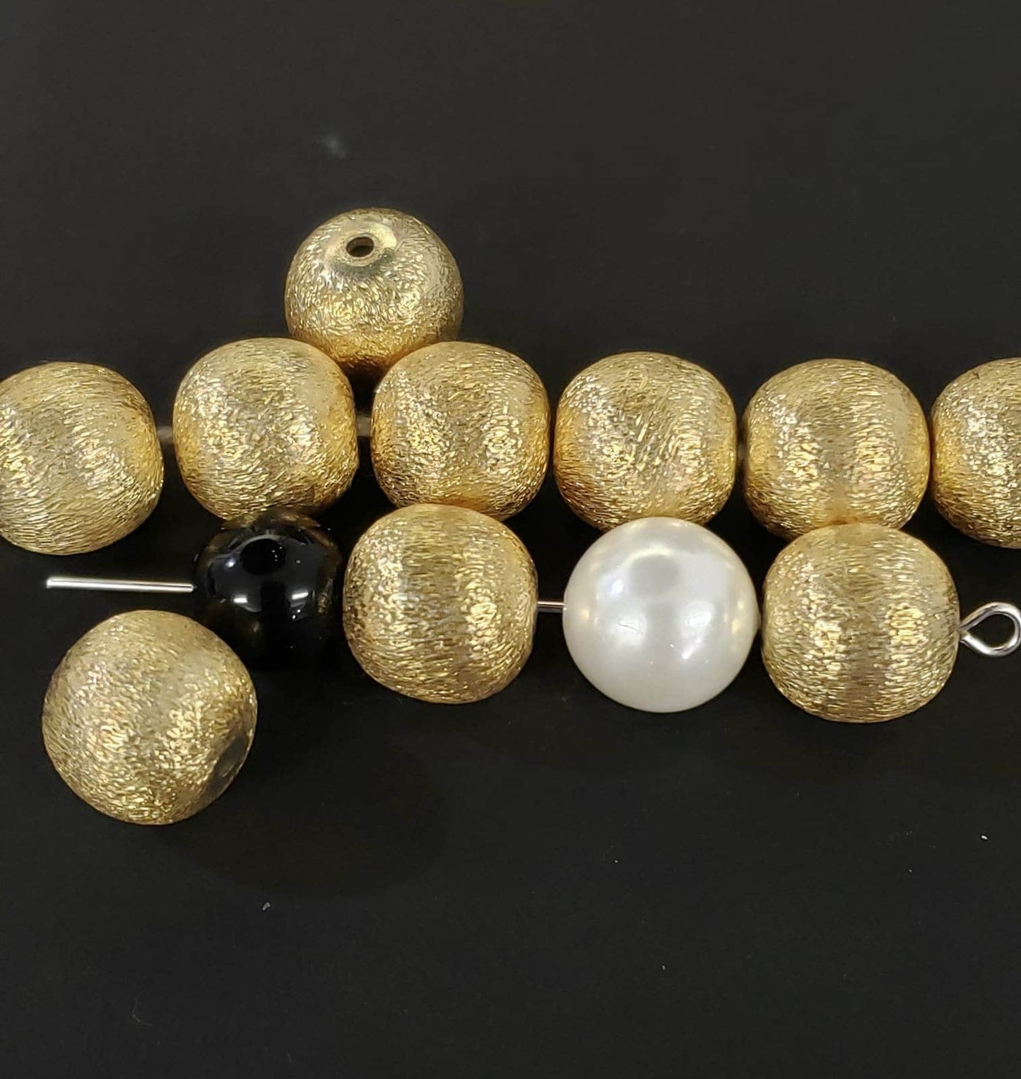 22K Gold Vermei l 925 sterling silver Brush gold 12mm vintage Handmade bali bead for Bracelet Necklace, earrings making spacer. 1 piece