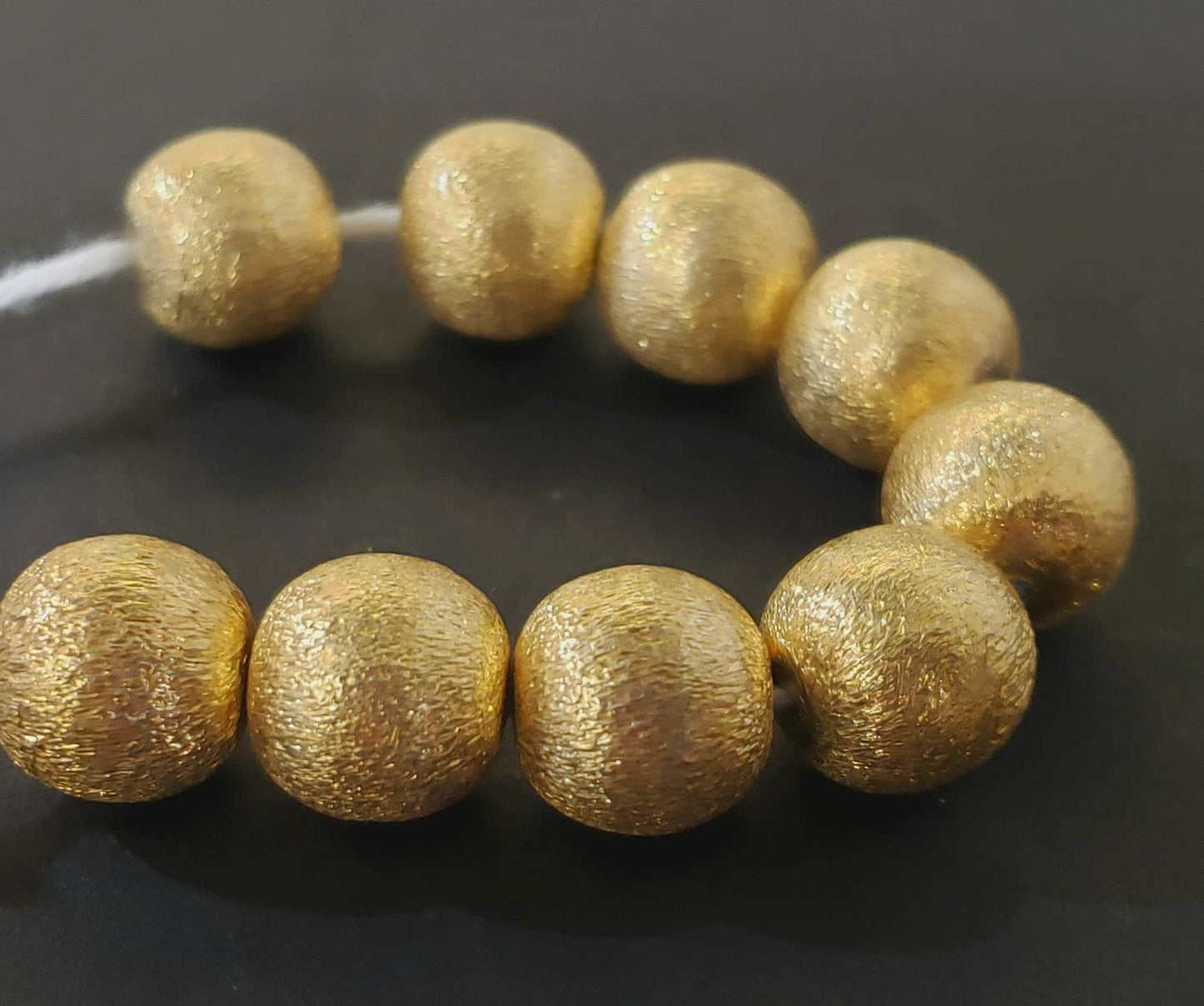 22K Gold Vermei l 925 sterling silver Brush gold 12mm vintage Handmade bali bead for Bracelet Necklace, earrings making spacer. 1 piece