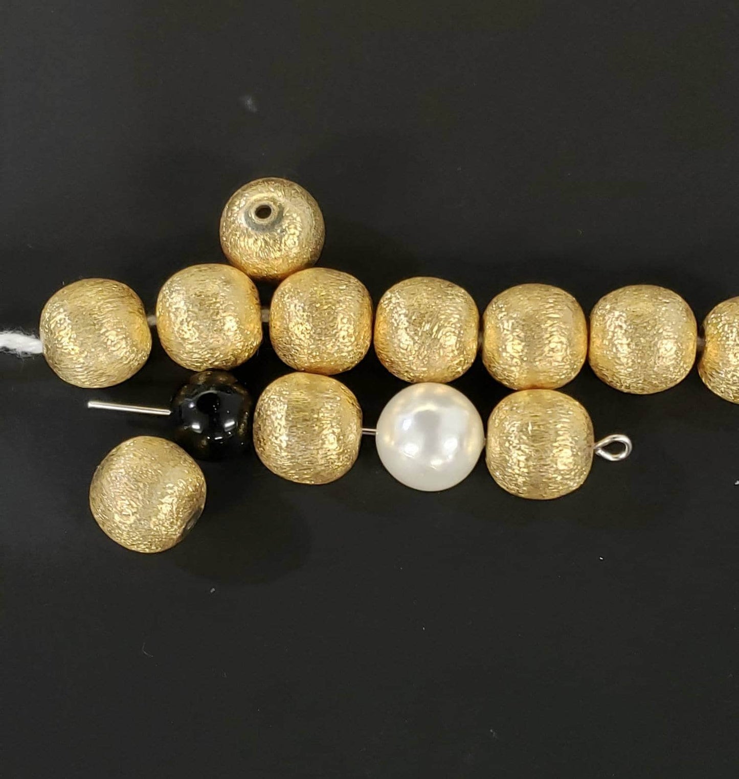 22K Gold Vermei l 925 sterling silver Brush gold 12mm vintage Handmade bali bead for Bracelet Necklace, earrings making spacer. 1 piece