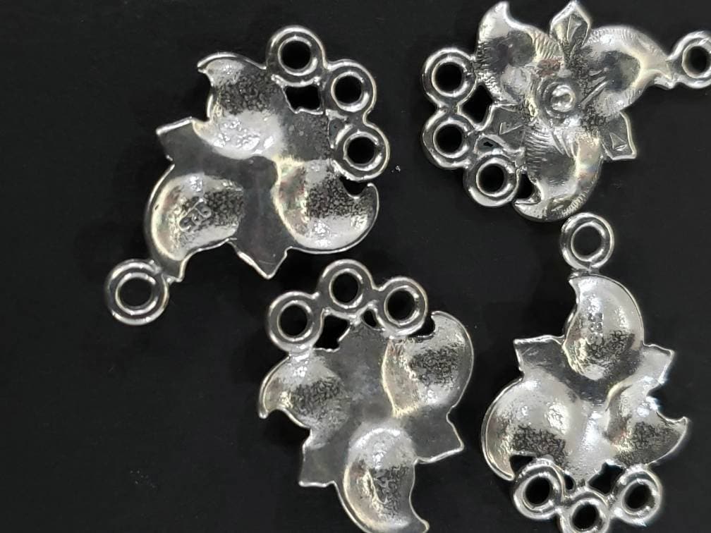 925 Sterling Silver flower 3 to one loop chandelier connector, jewelry making necklace earring findings 1 PC