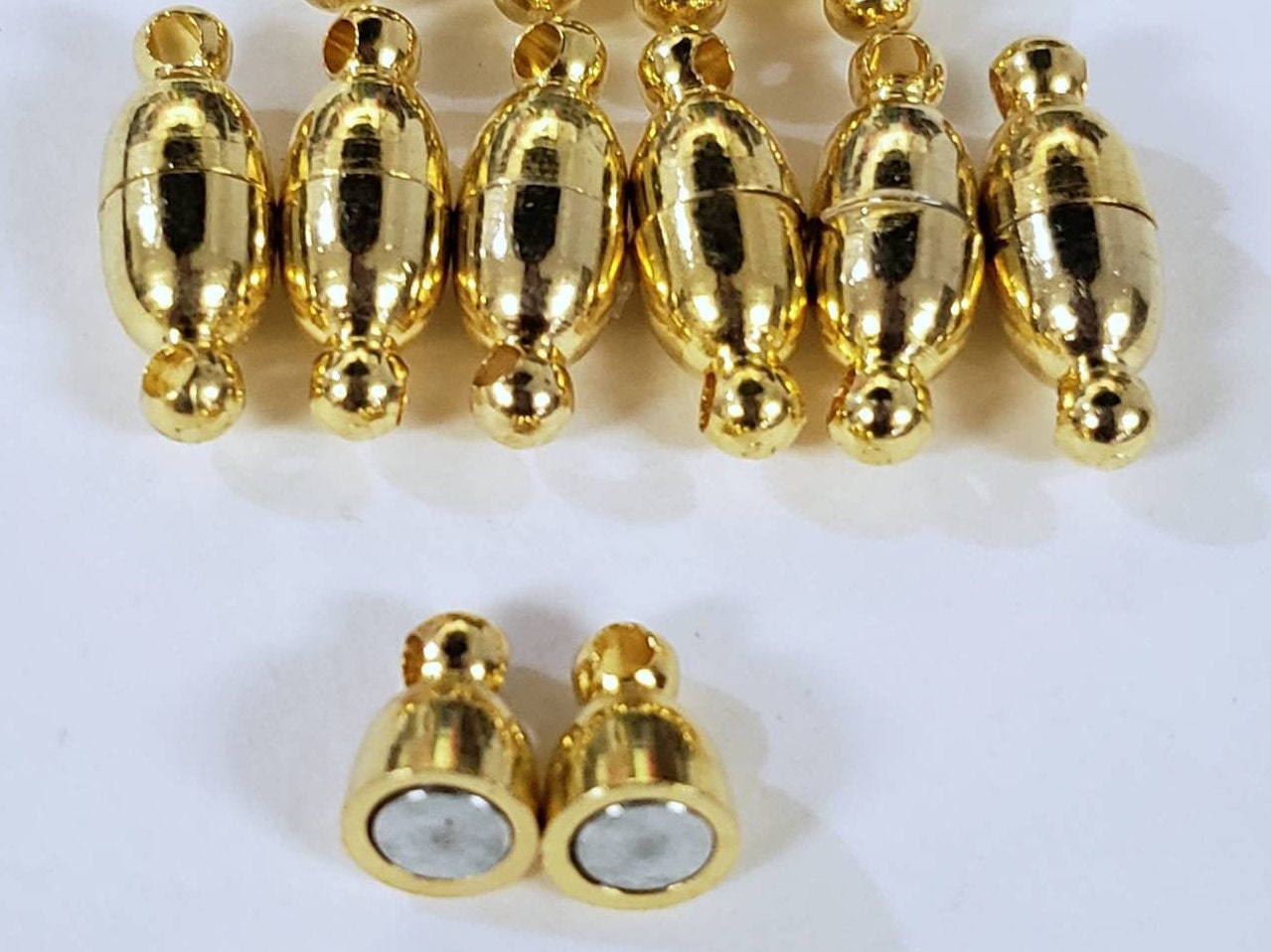 4/10 pcs 18k gold plated brass 6X16mm long small magnetic clasp for small size bead. Jewelry making necklace bracelet magnetic clasp .