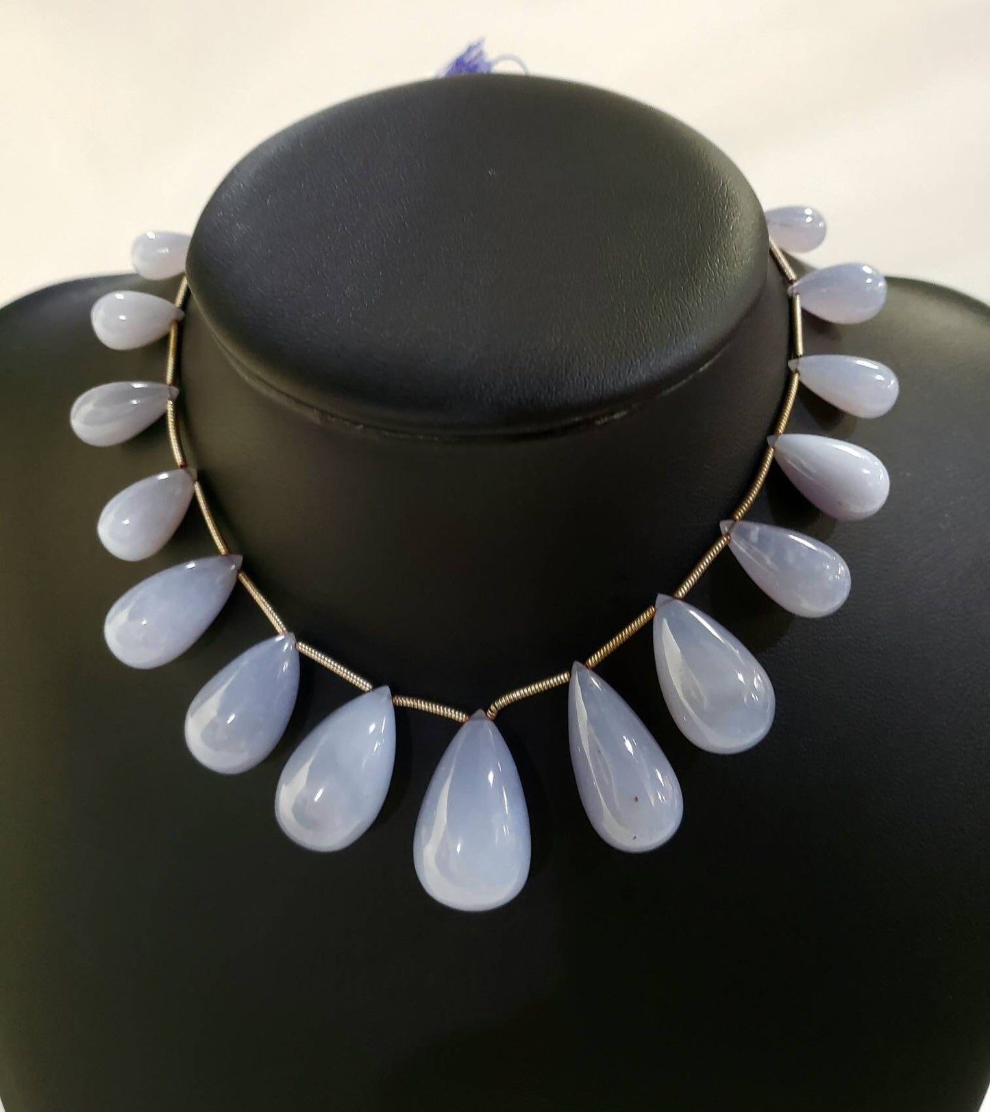 Natural Sky Blue Chalcedony Smooth Teardrop Briolette for Jewelry Making Necklace Bracelet Gemstone 7x13mm to 11x18mm Graduated 15pcs strand
