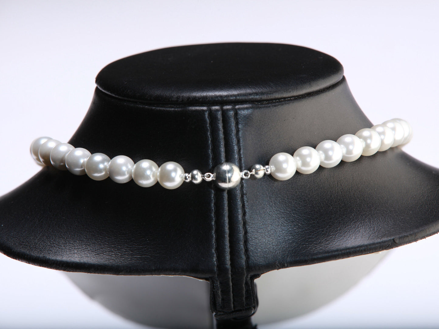 Pearl Necklace, White South Seashell Pearl 8mm,10mm Round Statement Necklace with Strong Magnetic Ball Clasp 16"- 40" Bridal, Gift for Her