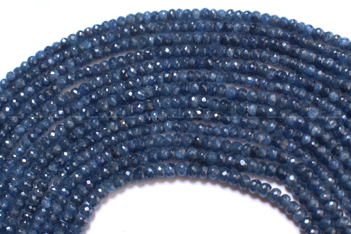 Natural Sapphire Faceted Rondelle, 4.5-5mm Light Blue Burma Sapphire DIY Jewelry Making Gemstone Necklace, Bracelet 14" Strand