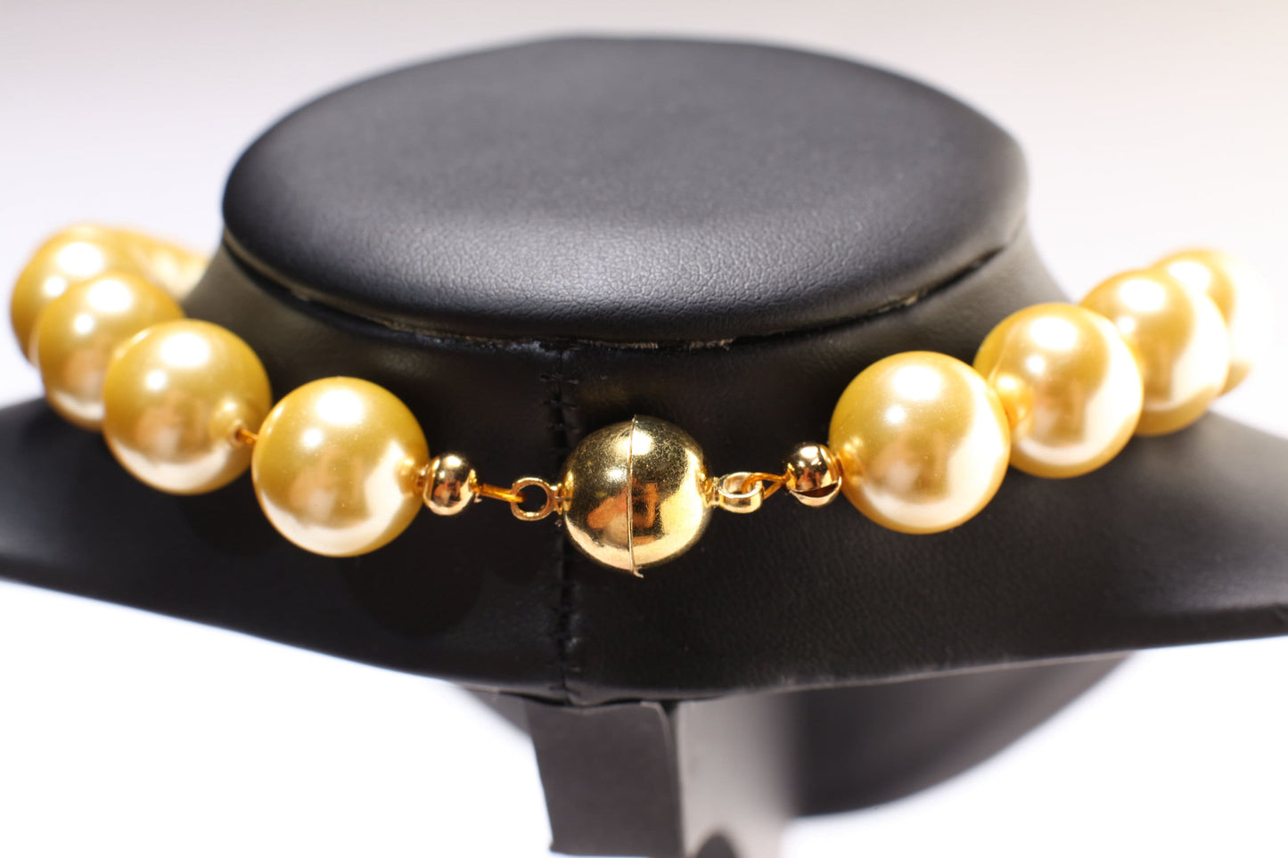 Golden Yellow South Sea Shell Pearl 14mm Large High Luster Statement Necklace with Strong Magnetic Ball Clasp Necklace, Bridal, Gift for Her