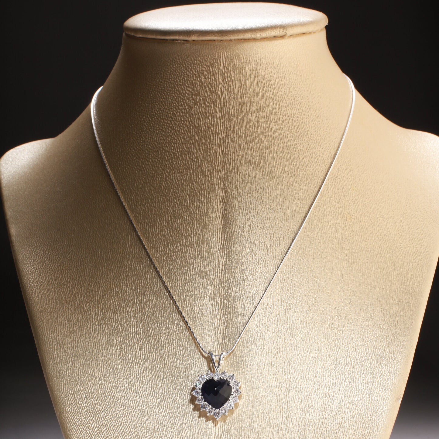 Blue Heart CZ Pendant 925 Sterling Silver Cubic Zirconia Sapphire Blue Ocean Heart Pave CZ Diamond Style, Italian Sterling Silver Chain,Gift