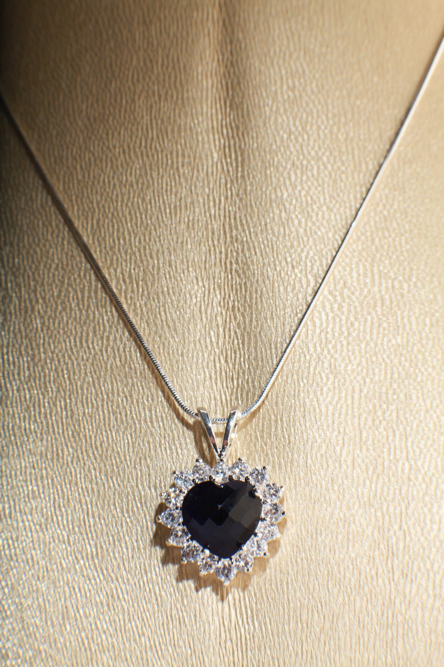 Blue Heart CZ Pendant 925 Sterling Silver Cubic Zirconia Sapphire Blue Ocean Heart Pave CZ Diamond Style, Italian Sterling Silver Chain,Gift