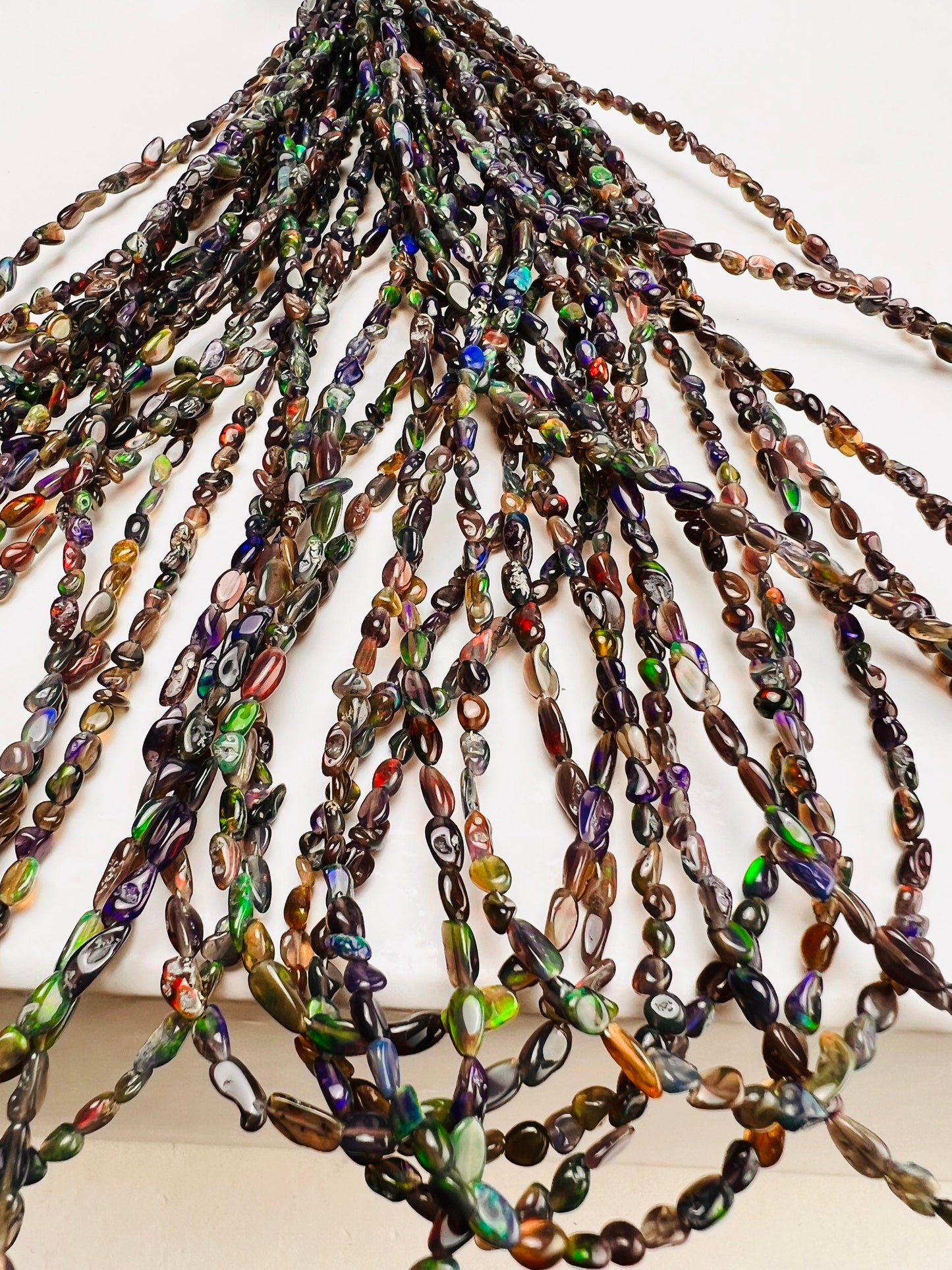 Black Ethiopian Opal raw Smooth nugget 3x4-6mm jewelry making high quality Rainbow flash gemstone beads , 8”,16” strand or bulk